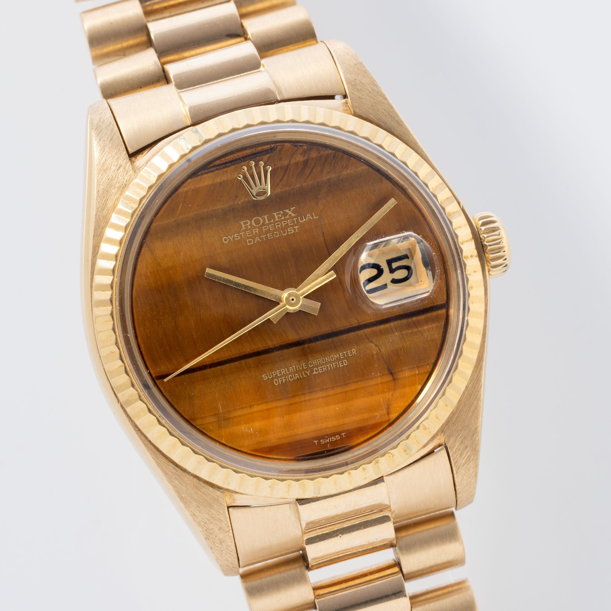 Rolex Datejust Yellow Gold Tiger Eye Stone Dial ref 1601