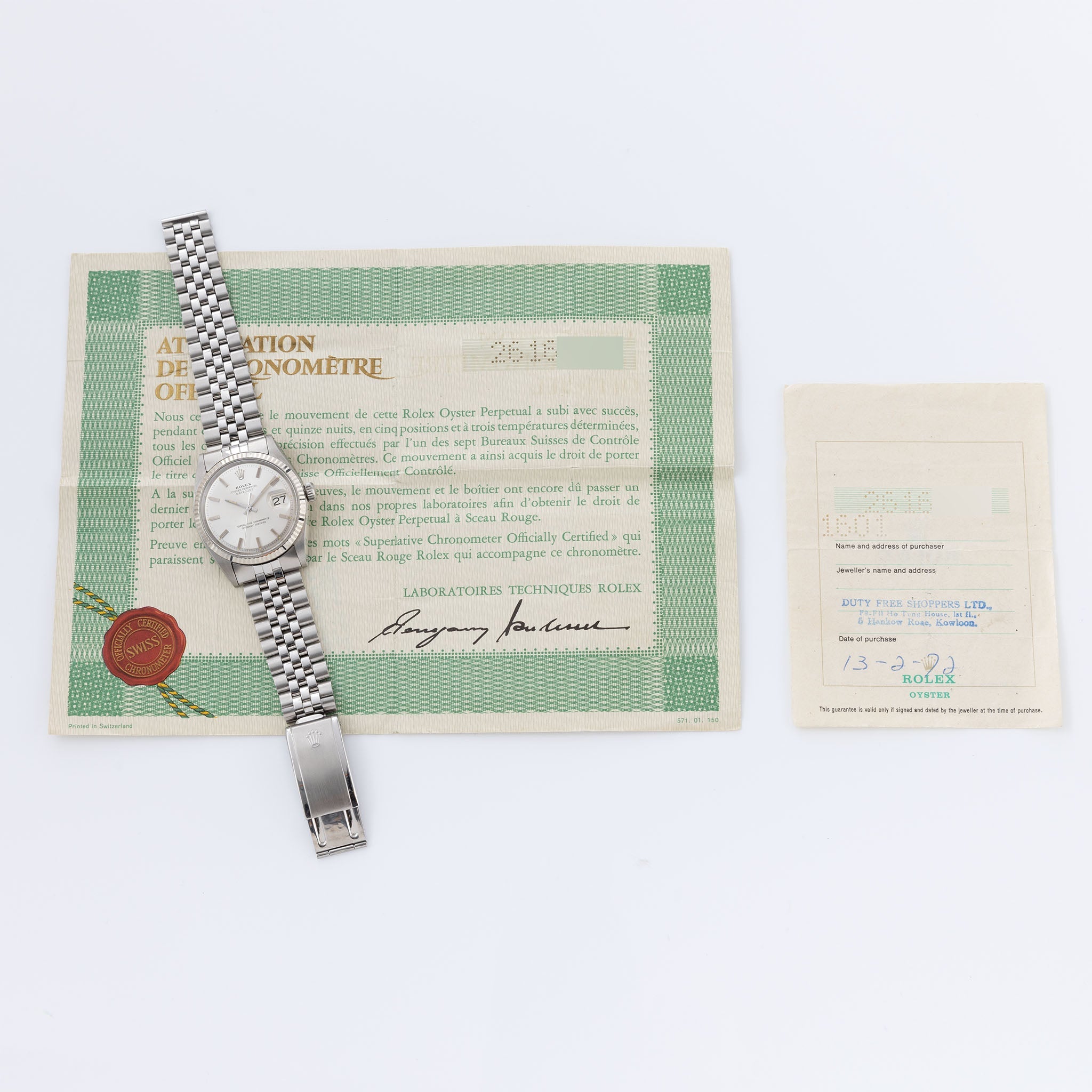 Rolex Datejust 1601 Silver Dial with Punched Papers