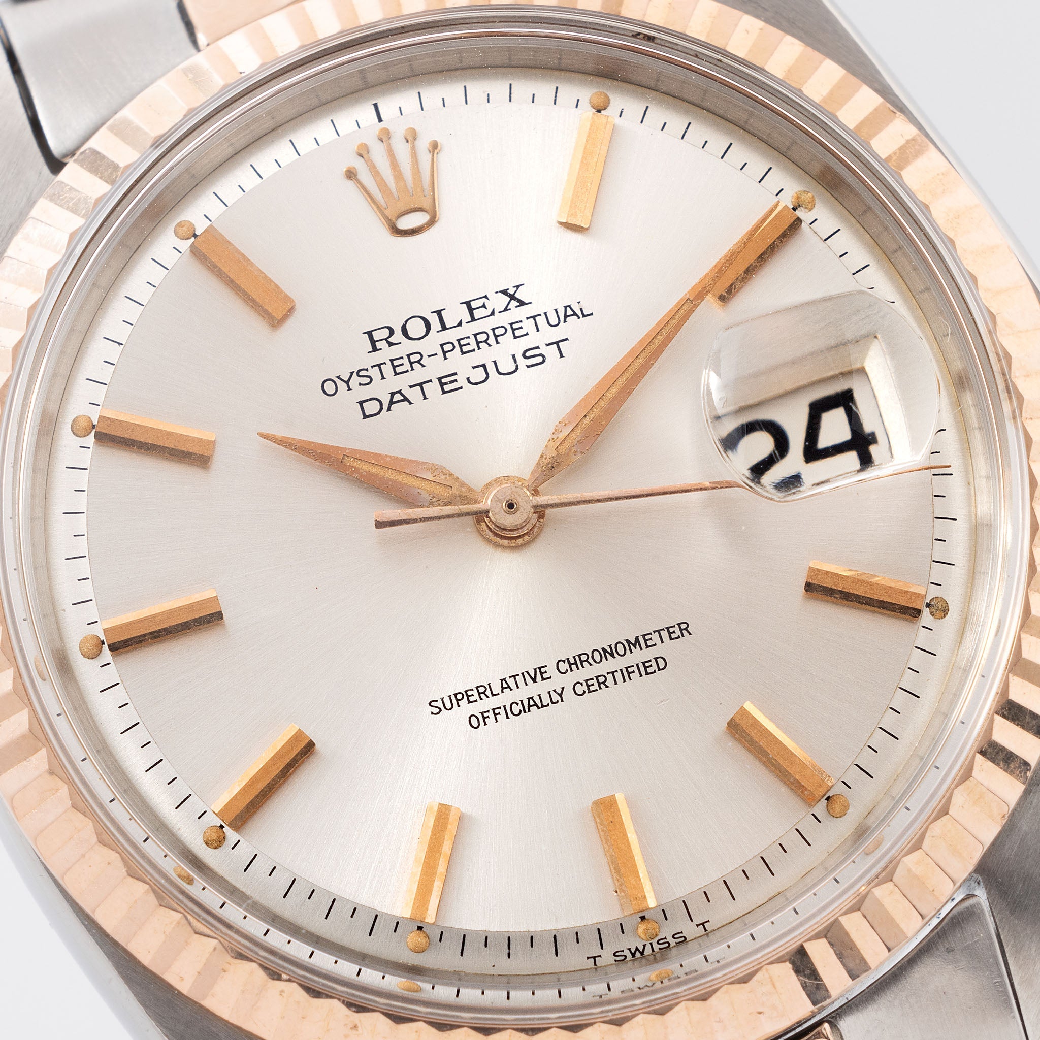 Rolex Datejust Steel and Pink Gold Silver Dial Ref 1601