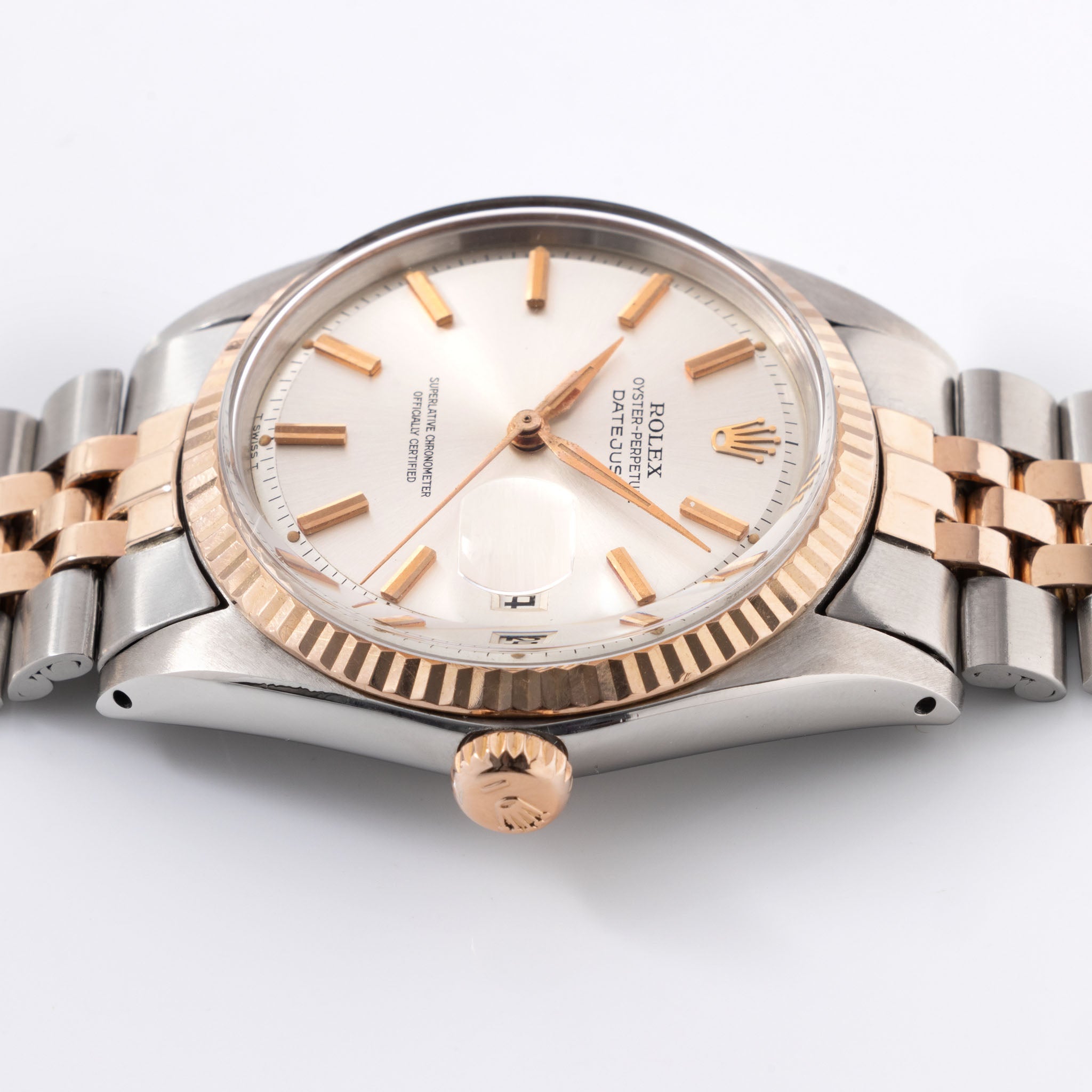 Rolex Datejust Steel and Pink Gold Silver Dial Ref 1601