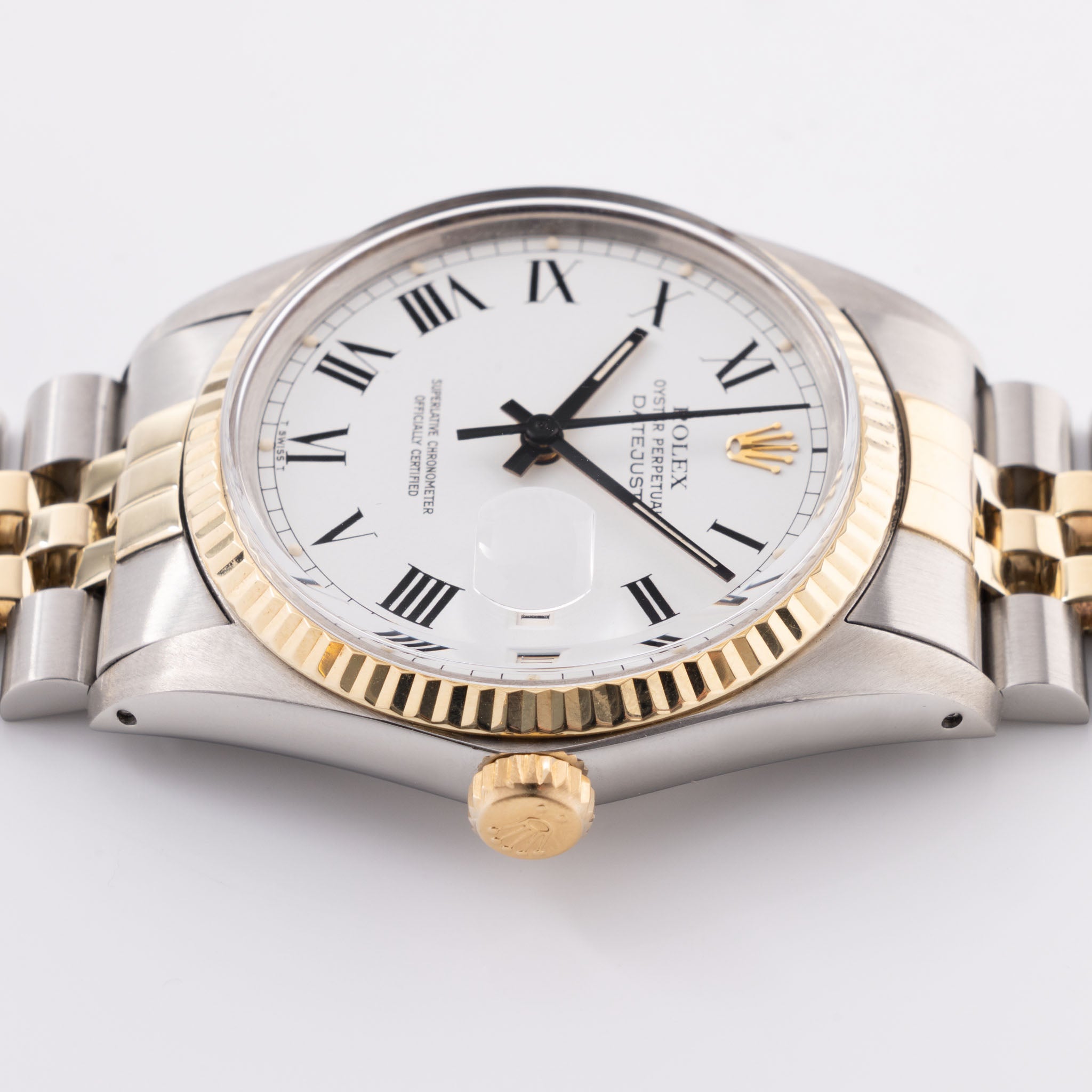 Rolex Datejust Steel and Gold White Buckley Dial Ref 16013