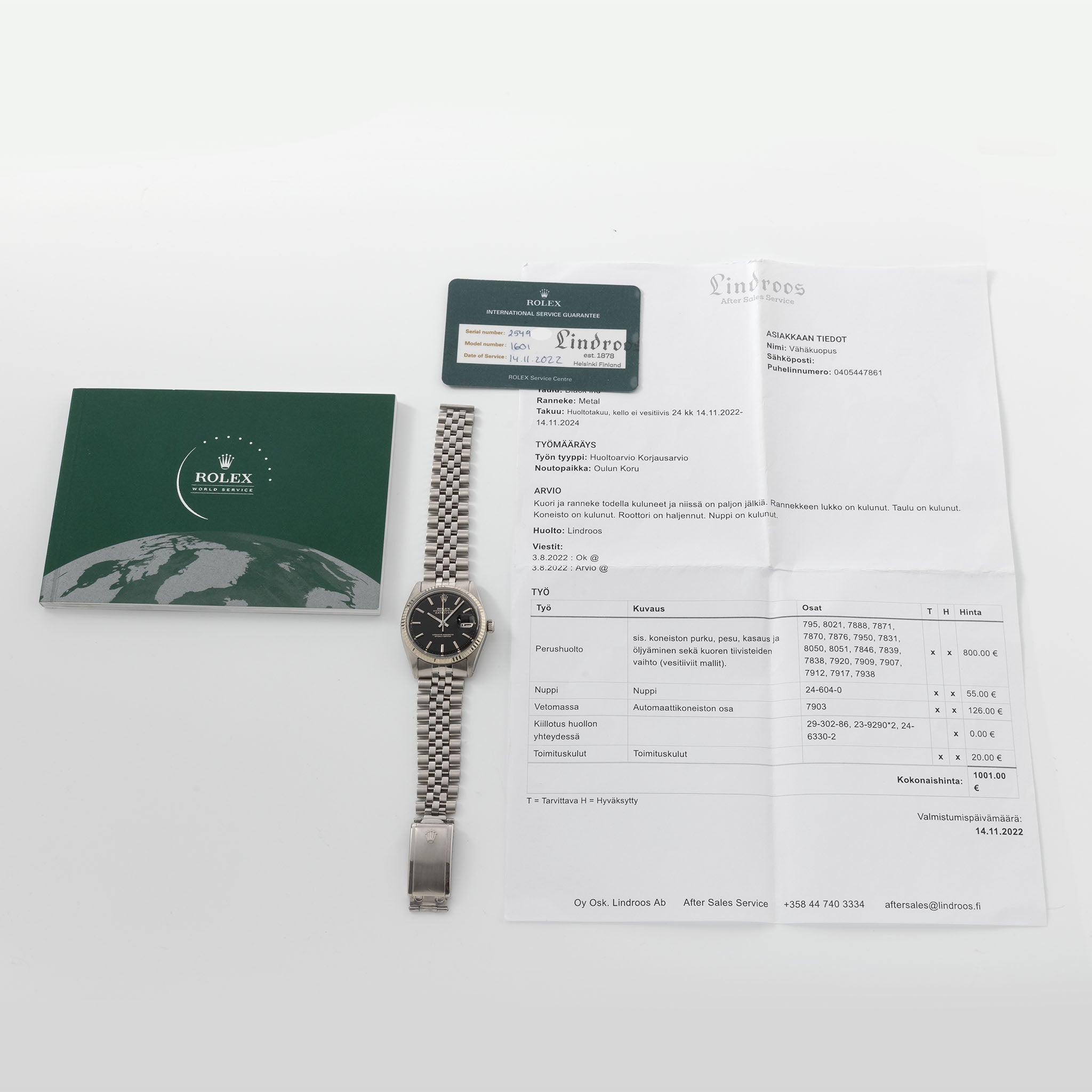 Rolex Datejust 1601 Vertical brush Gilt Dial with Rolex Service Papers