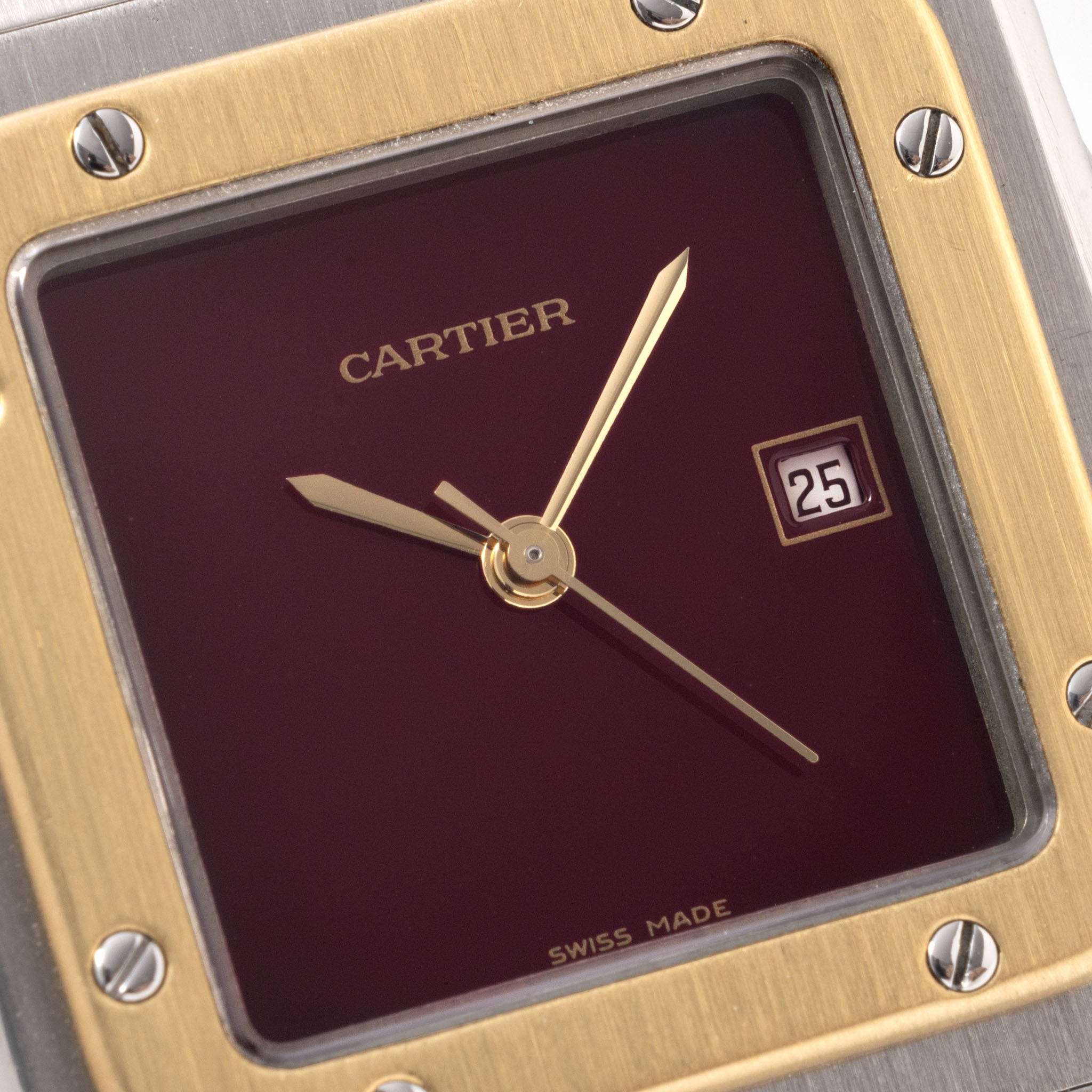 Cartier Santos 2961 Steel and Gold with Burgundy Dial