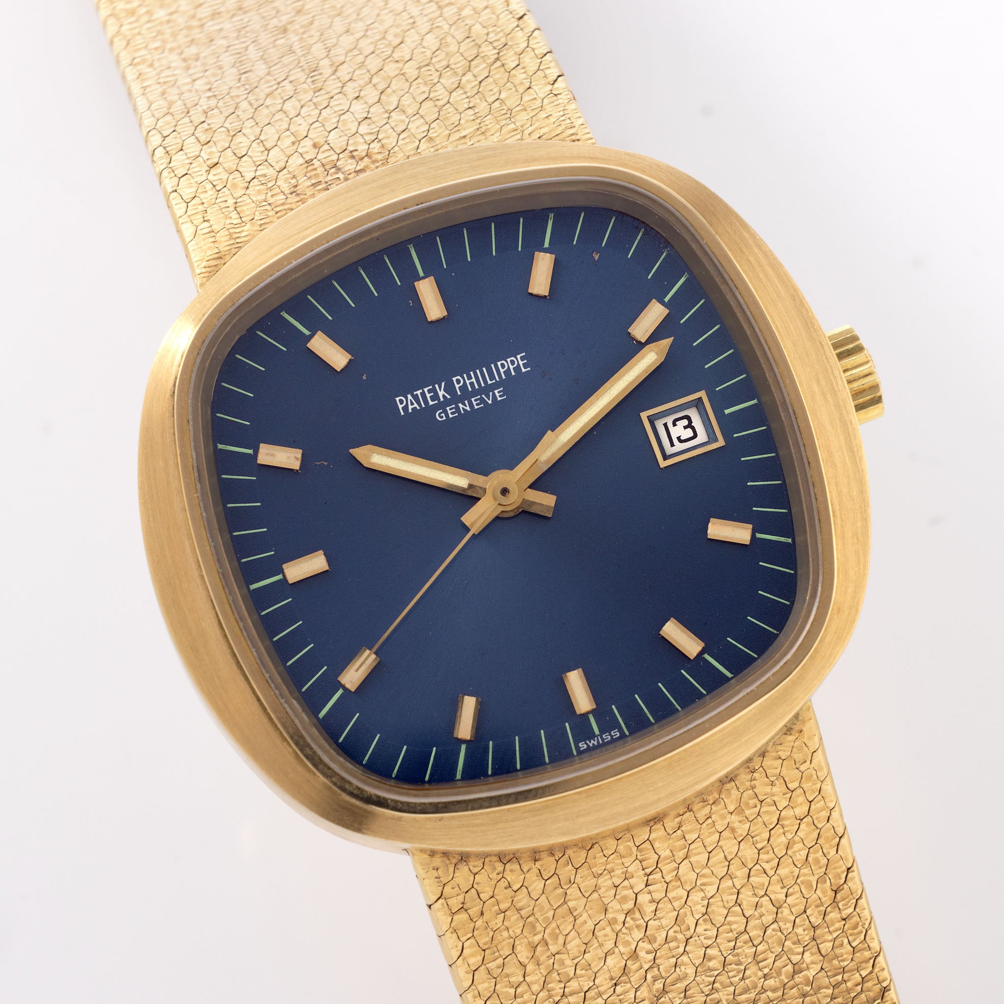 Patek Philippe Beta 21 18K Gold TV Case Royal Blue Dial Ref 3587-1