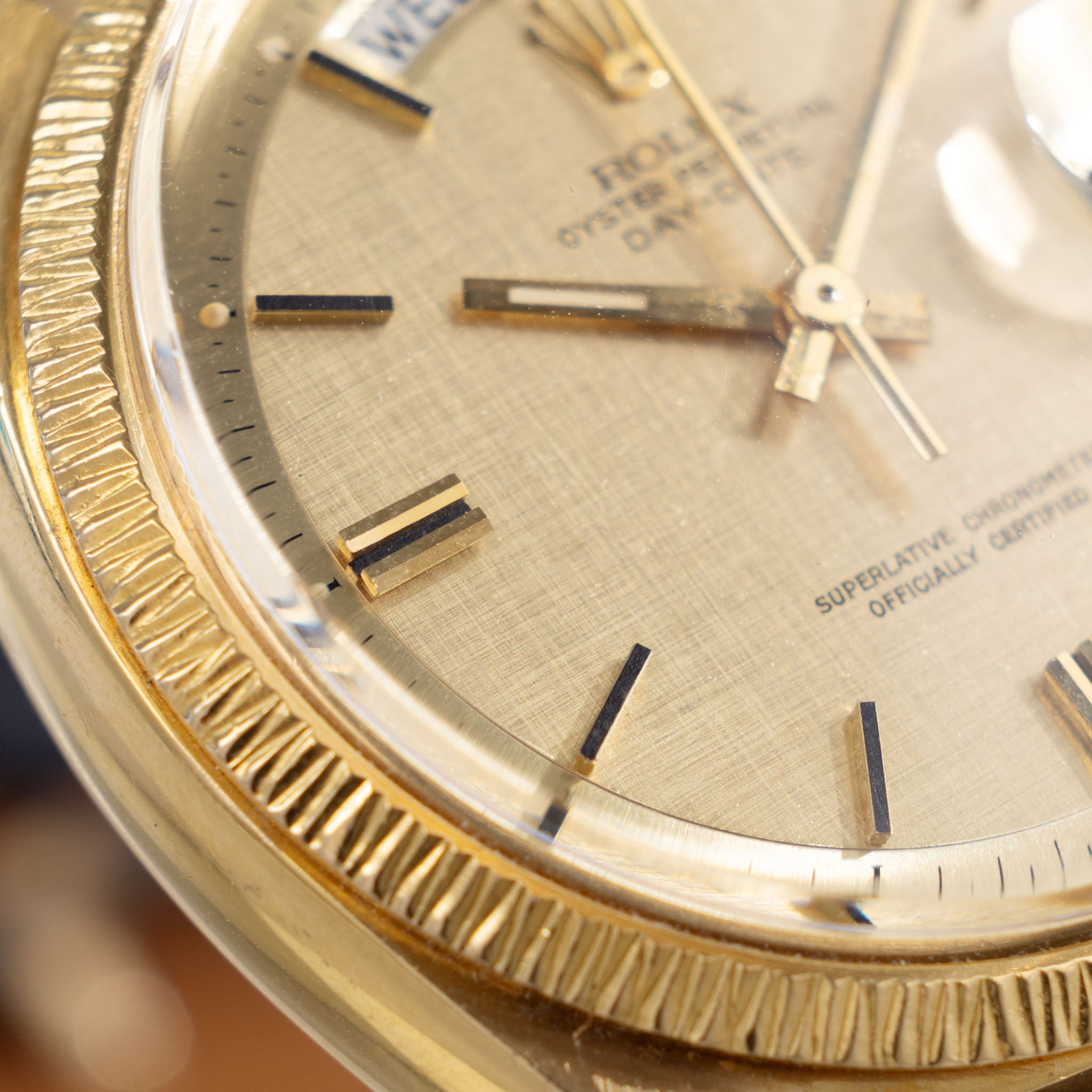 Rolex Day-Date Yellow Gold Champagne Linen Dial Ref 1807