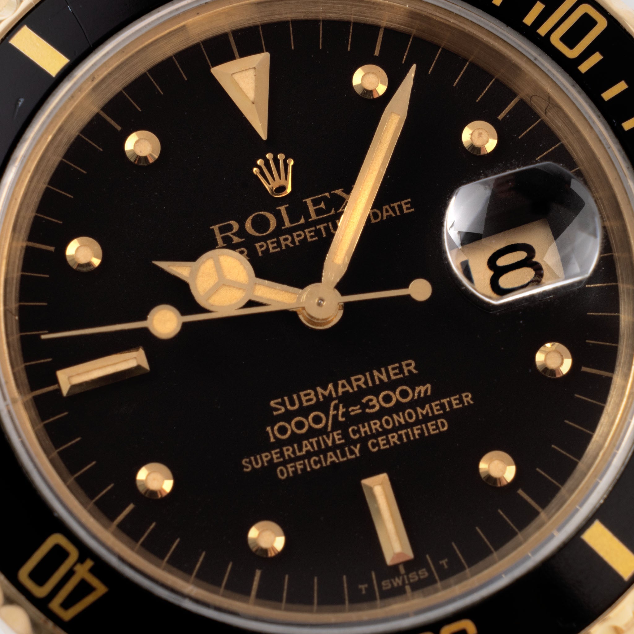 Rolex Submariner Date in 18k  gold ref. 16808 with black nipple dial Box and Papers