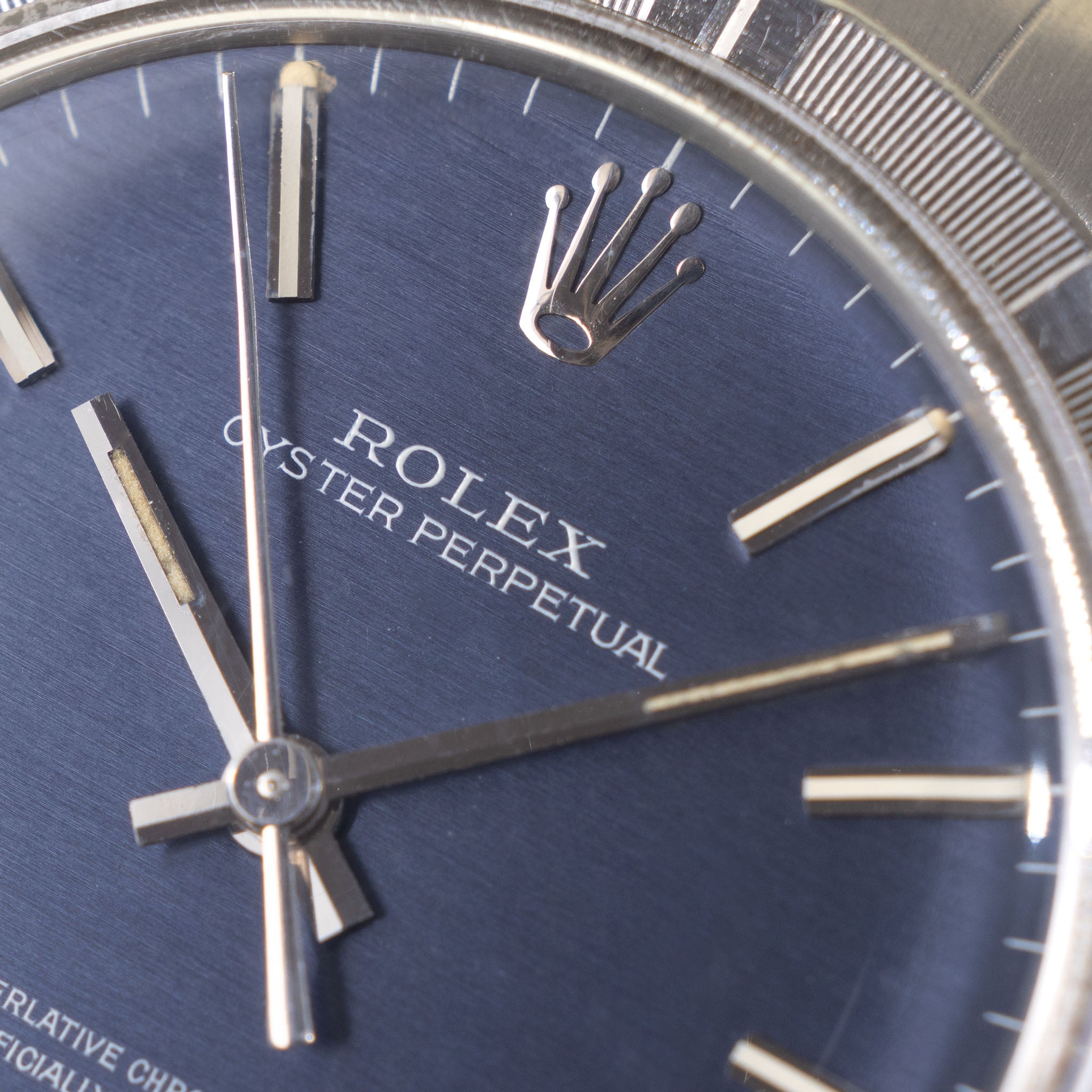 Rolex Oyster Perpetual Blue Horizontal Brushed Dial Ref 1007