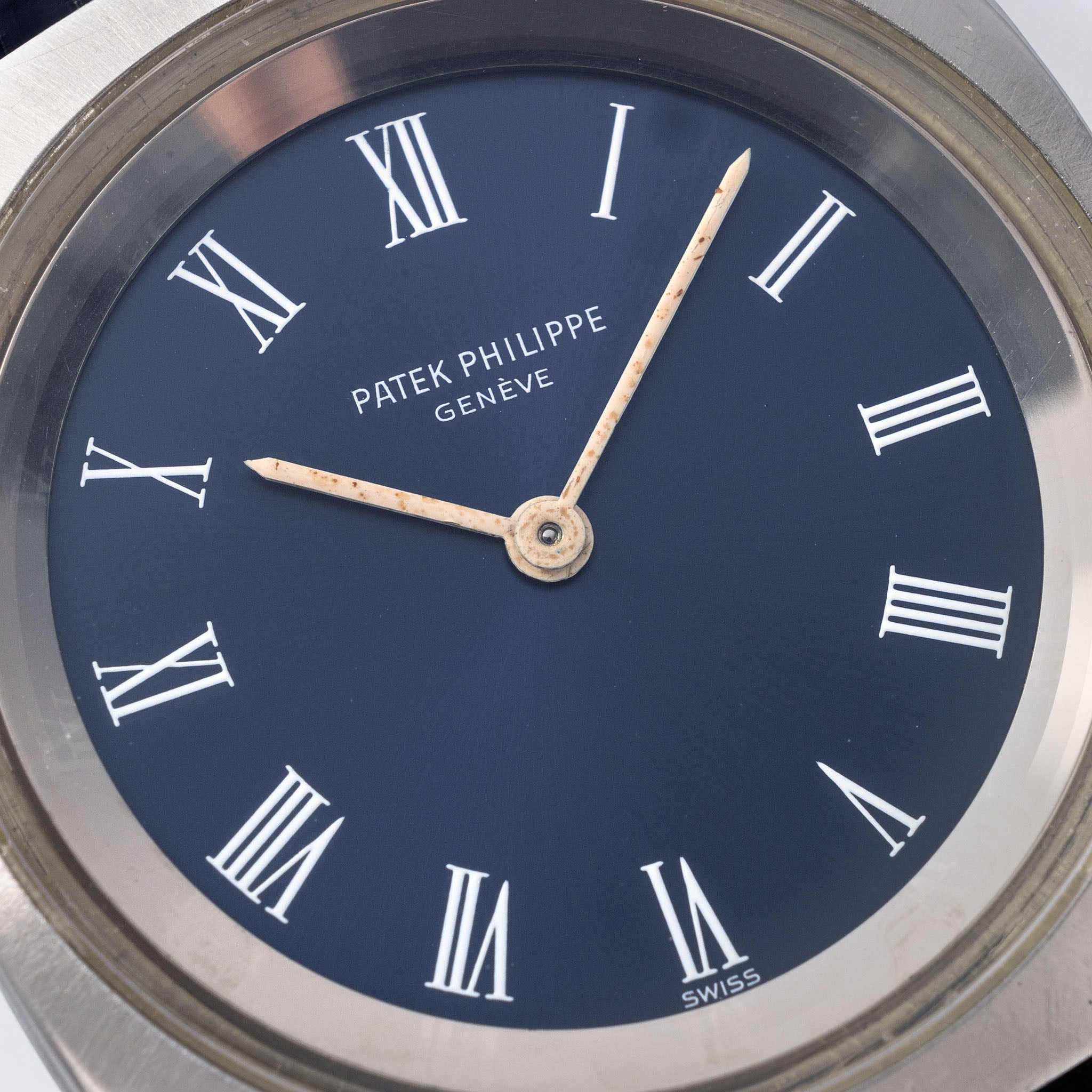 Patek Philippe Rare Steel Dress Watch Blue Dial Ref 3579