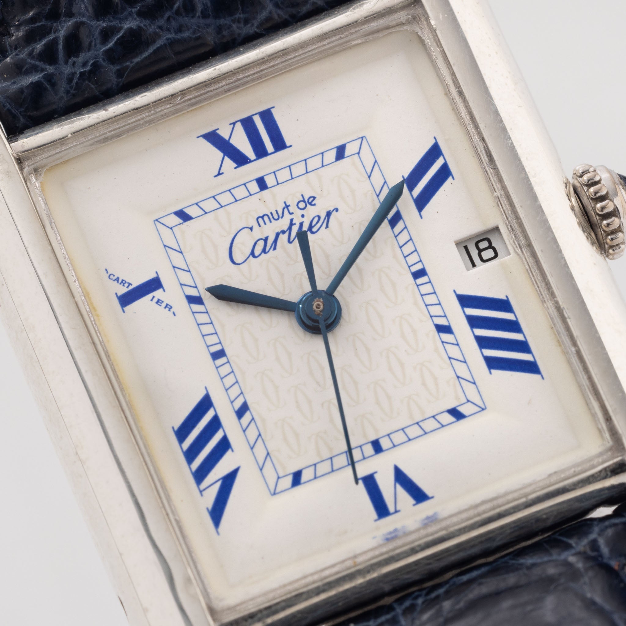 Cartier Tank Must de Cartier Blue Numerals Dial Silver Case Ref. 2414