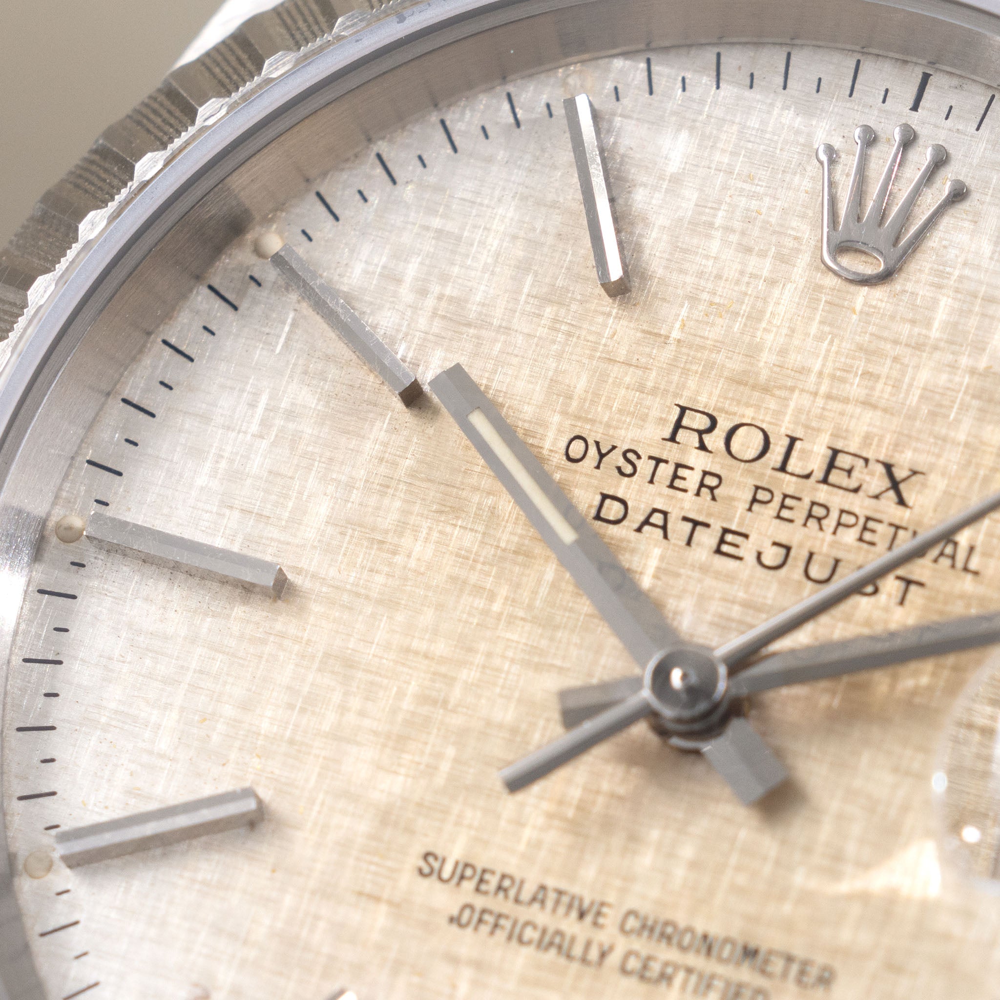 Rolex Datejust "Gold Explosion" Patina Linen Dial Ref. 16220 with Original Warranty Paper