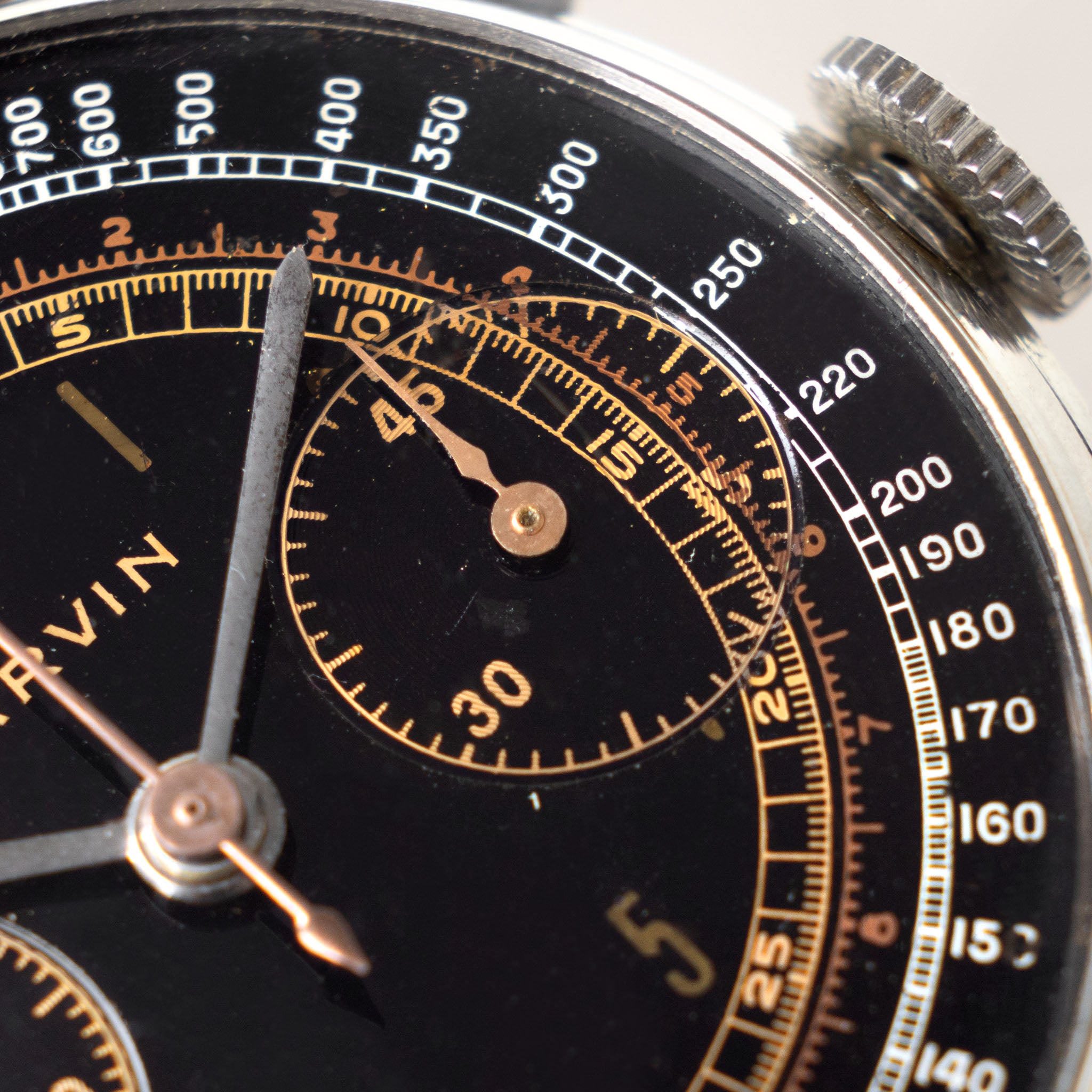 Marvin Chronograph Oversized Black Dial Multi-scale Valjoux 22 Chronograph