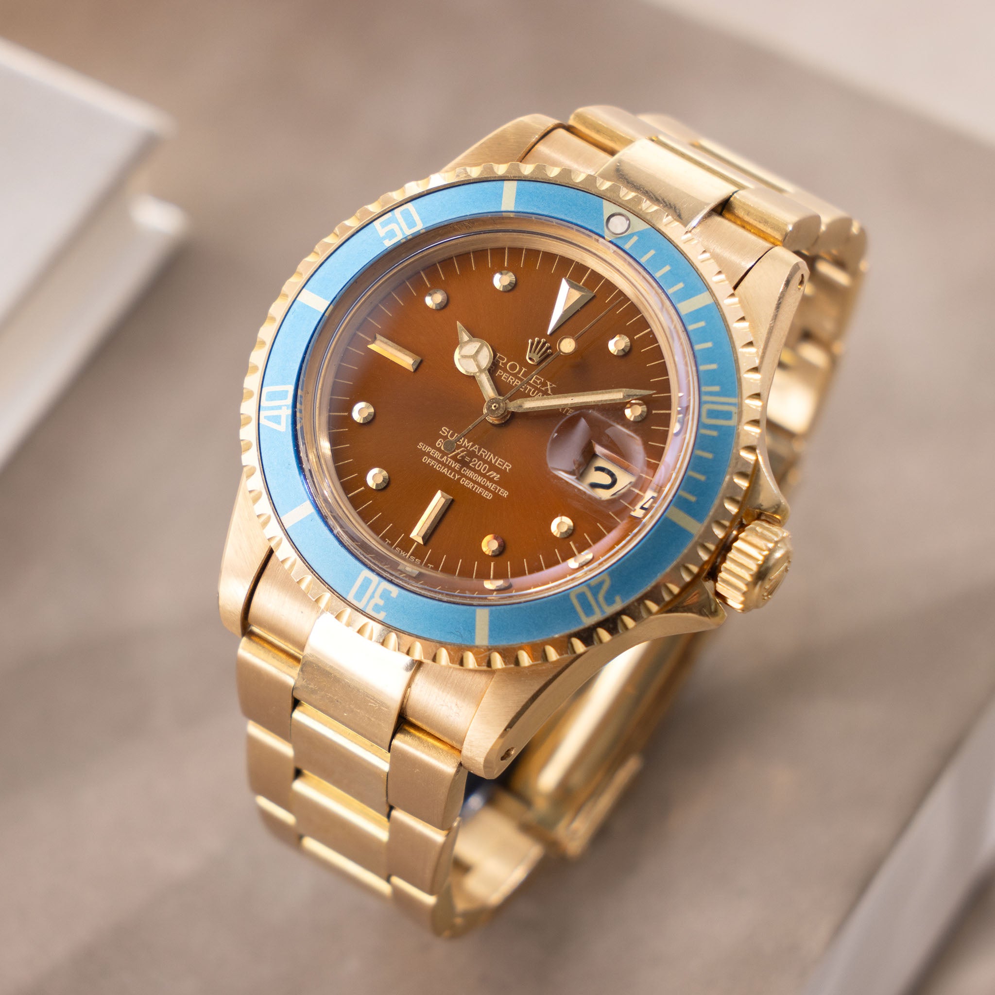 Rolex Submariner in 18k gold Tropical dial ref 1680/8 Golden Nugget