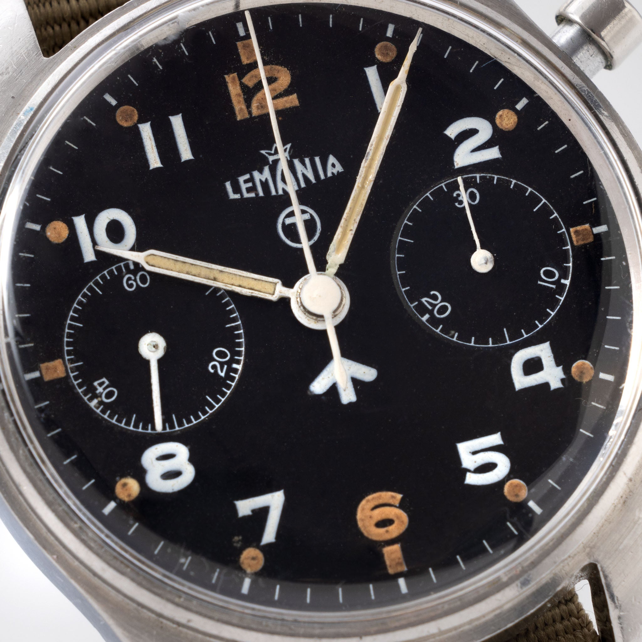 Lemania Military Mono Pusher Chronograph Black Dial, Second Series for British Armed Forces