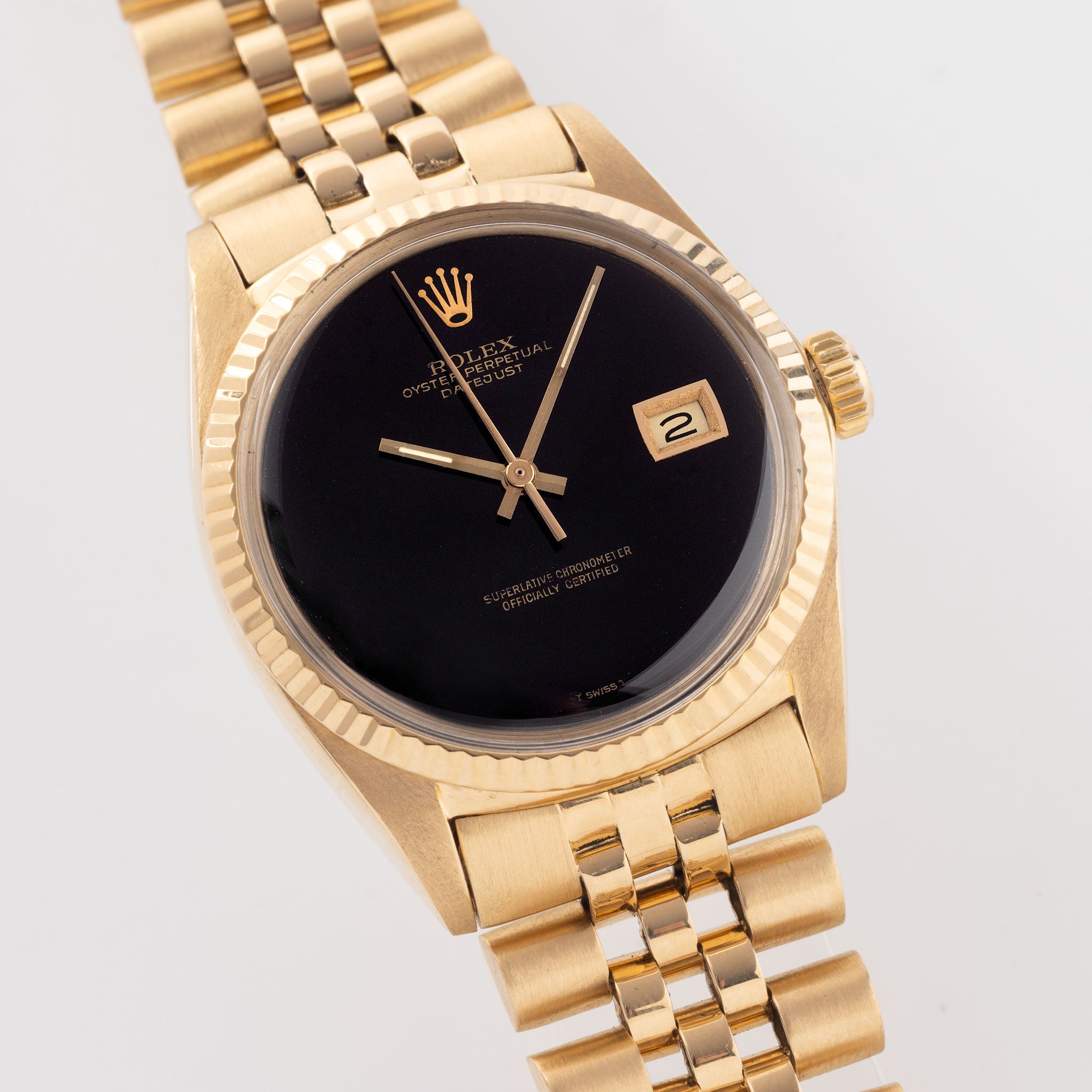 Rolex Datejust Onyx Dial in 18k Yellow Gold Ref. 1601/8