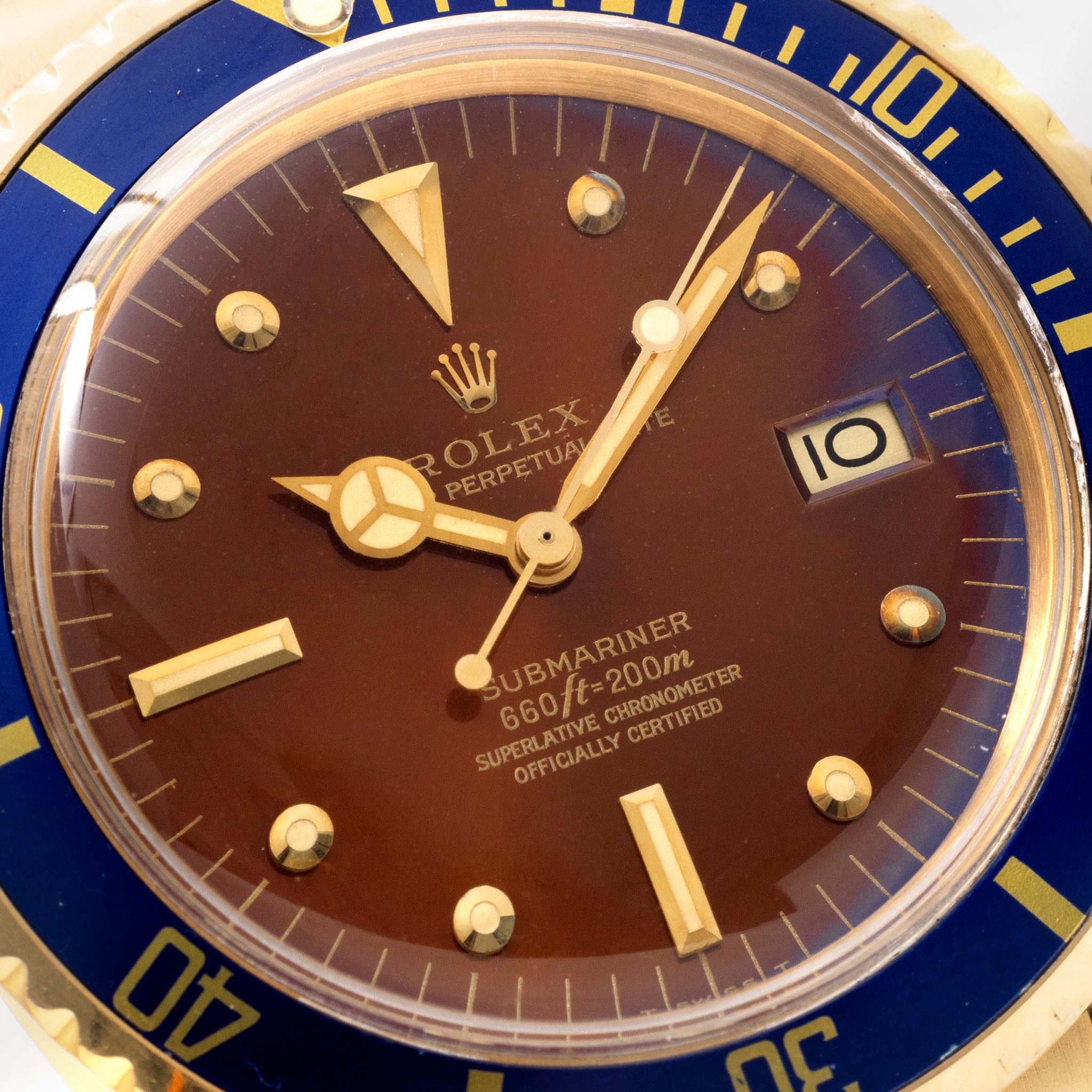 Rolex Submariner 1680/8 in 18k Yellow Gold with Honey Tropical Dial