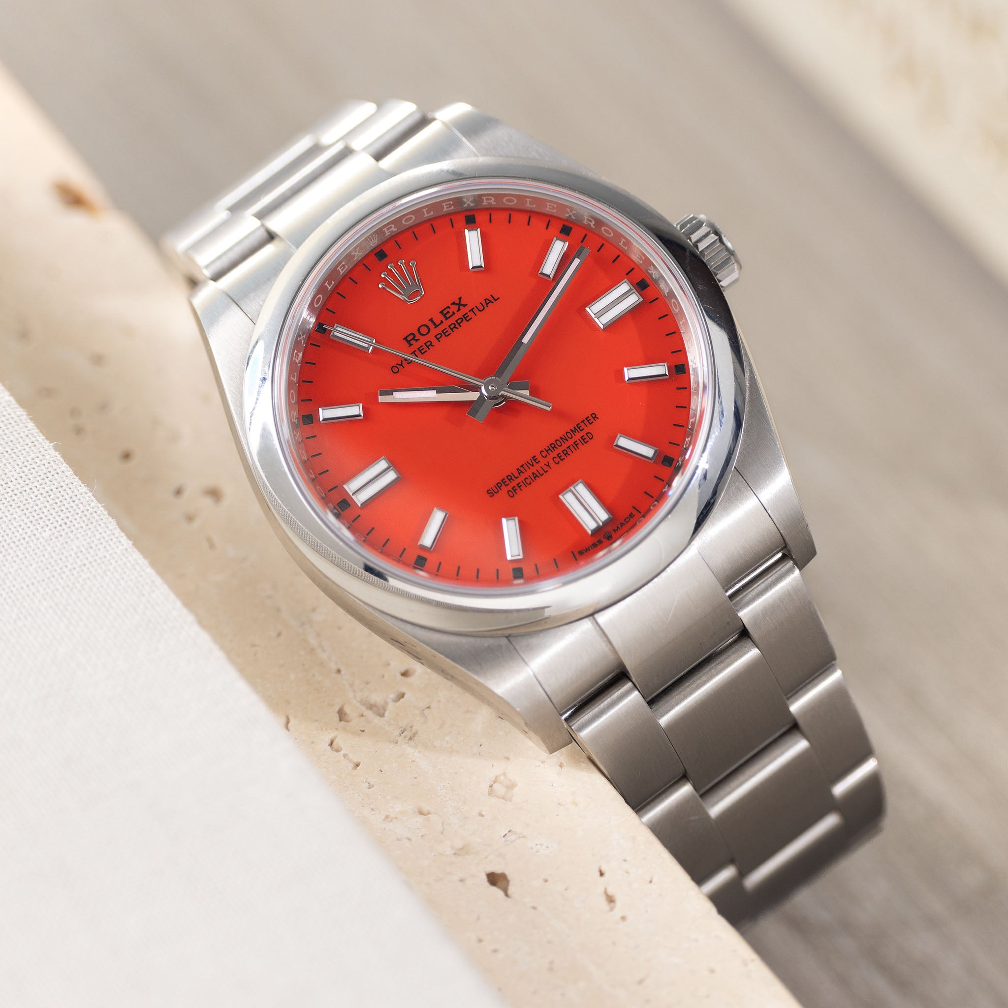 Rolex Oyster Perpetual "Coral" Red Dial Full Set Ref 126000