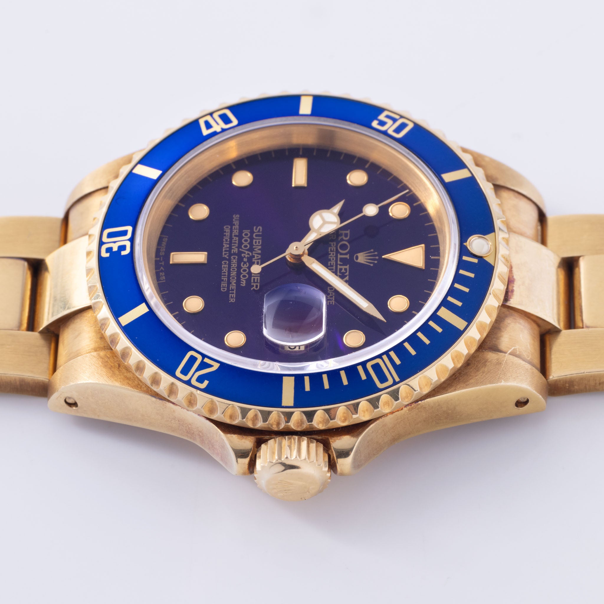 Rolex Submariner "Purple Dial" Ref. 16618 in 18k Yellow Gold with Original Warranty Paper