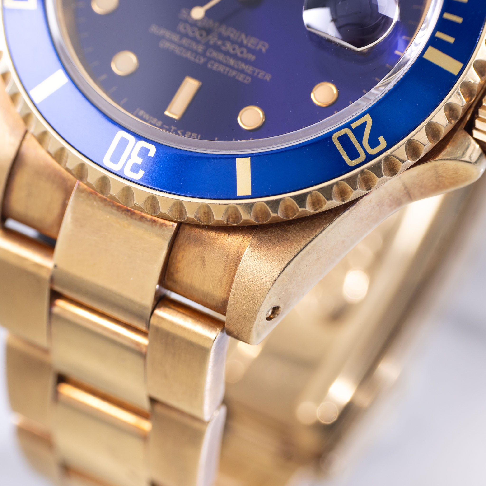 Rolex Submariner "Purple Dial" Ref. 16618 in 18k Yellow Gold with Original Warranty Paper