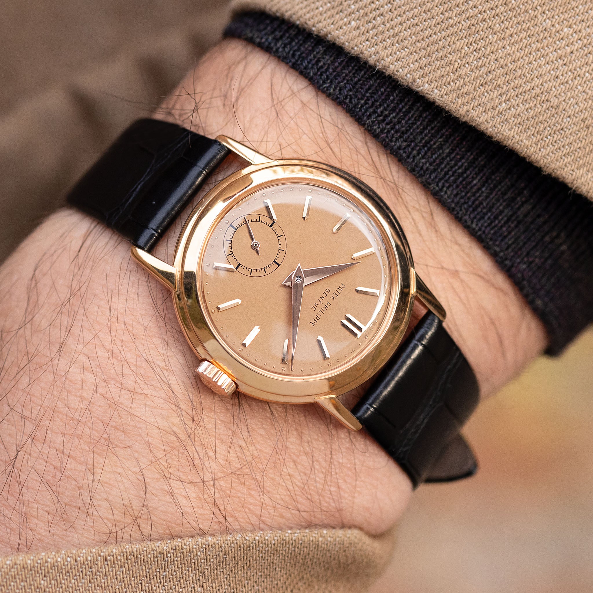 Patek Philippe Calatrava in 18k Rose Gold Ref. 2455R Padellone Salmon Dial and Patek Service