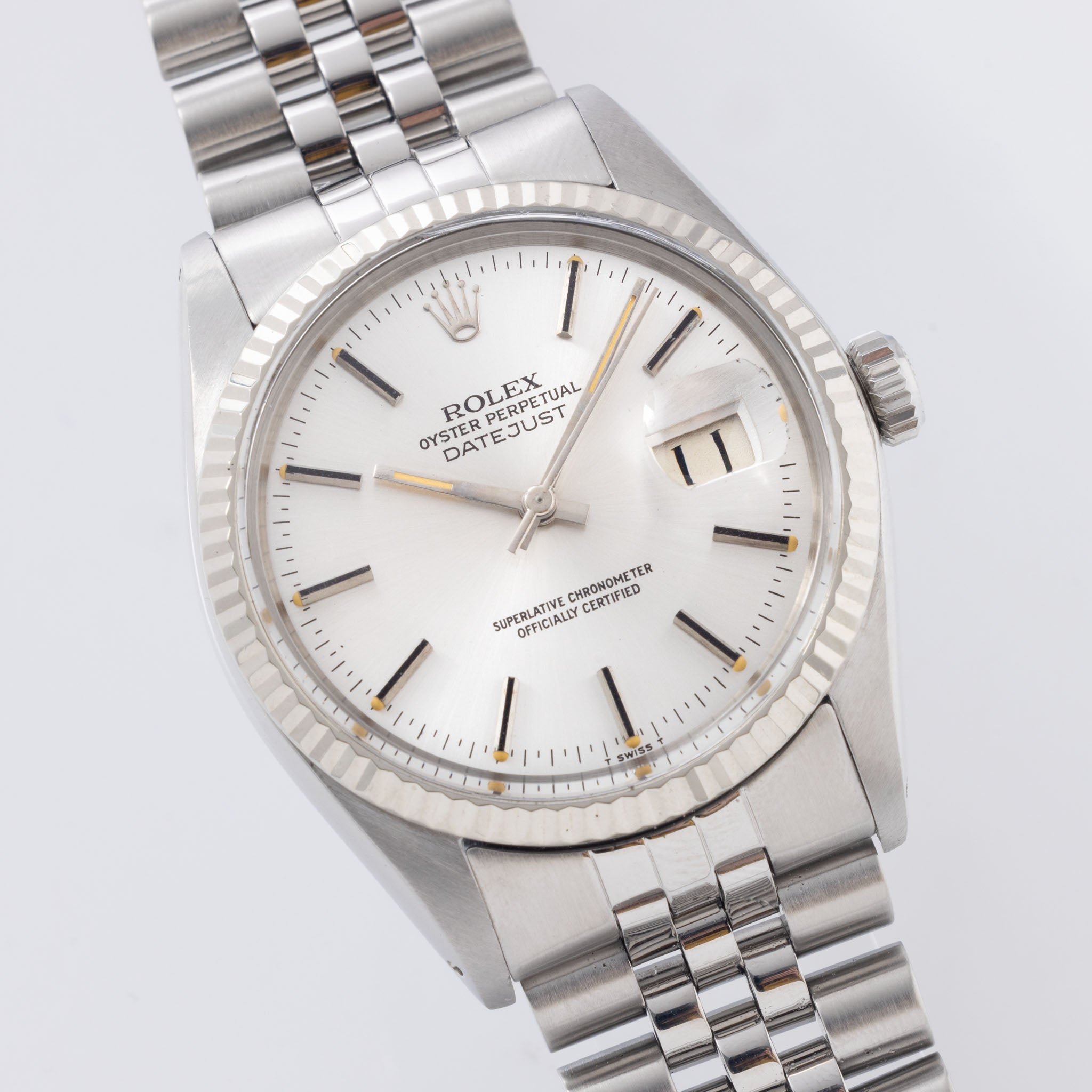 Rolex Datejust Silver Soleil Dial Ref. 16014 with Vivid Patina