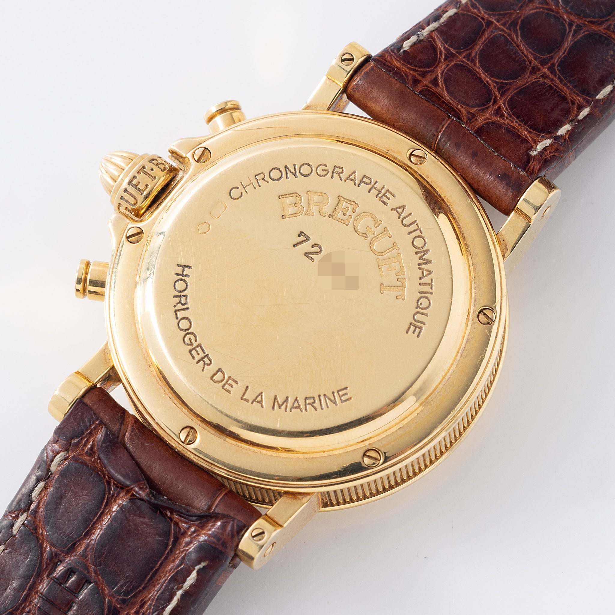 Breguet Marine Chronograph Silver Guilloché Dial 18k Yellow Gold Ref. 8490