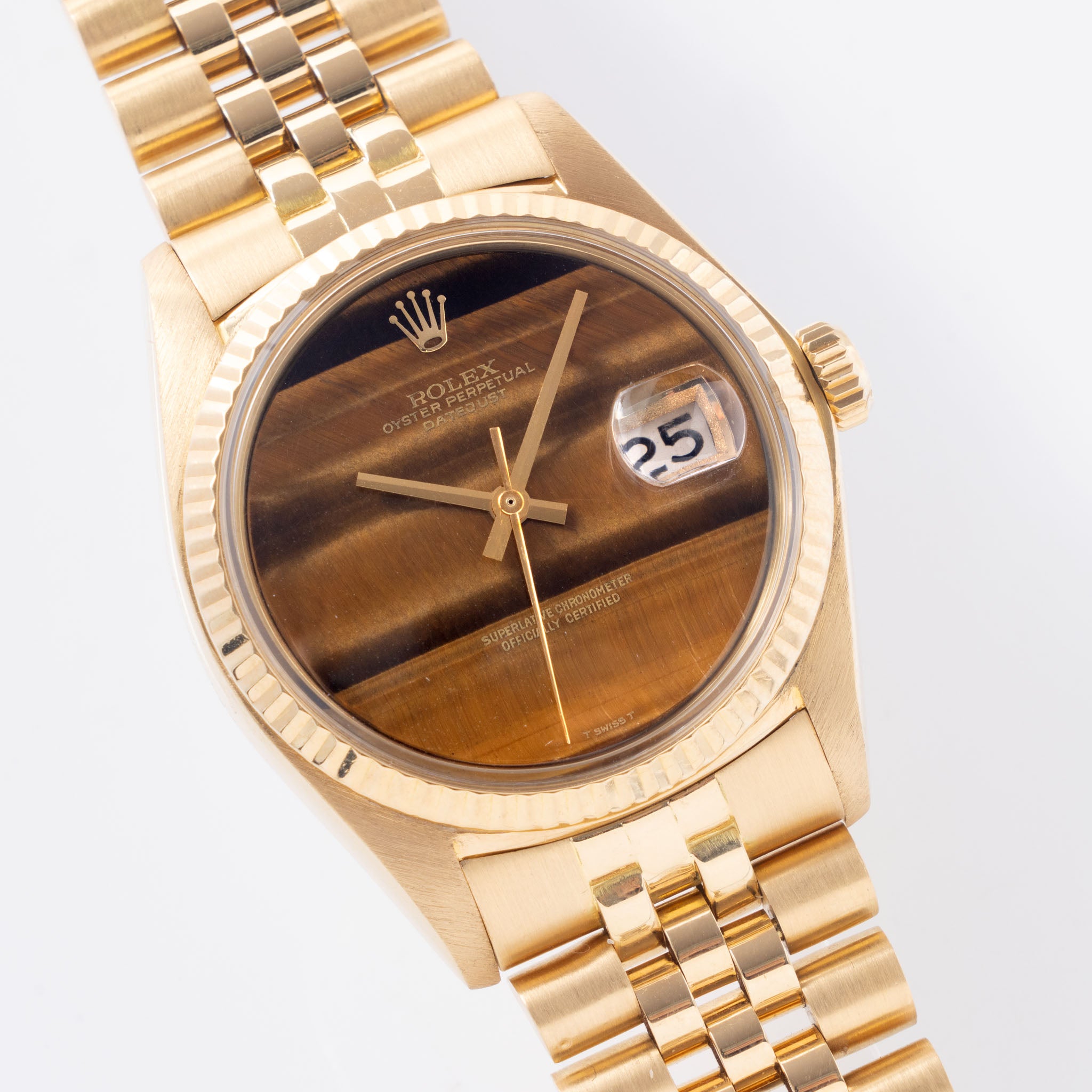 Rolex Datejust 1601/8 Tiger Eye Stone Dial in 18k Yellow Gold