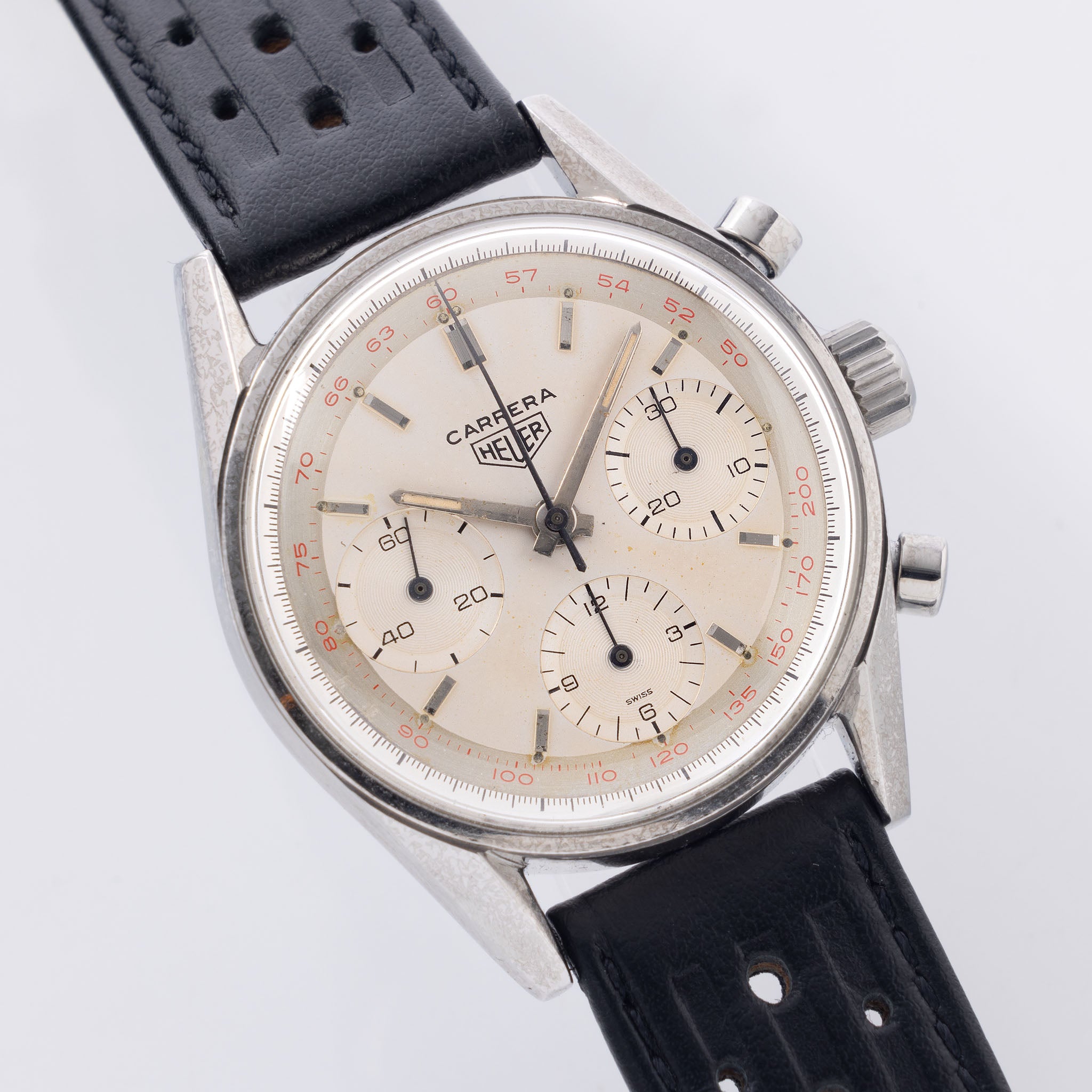 Heuer Carrera 12 Silver Dial "Red Tachy" Ref. 2447