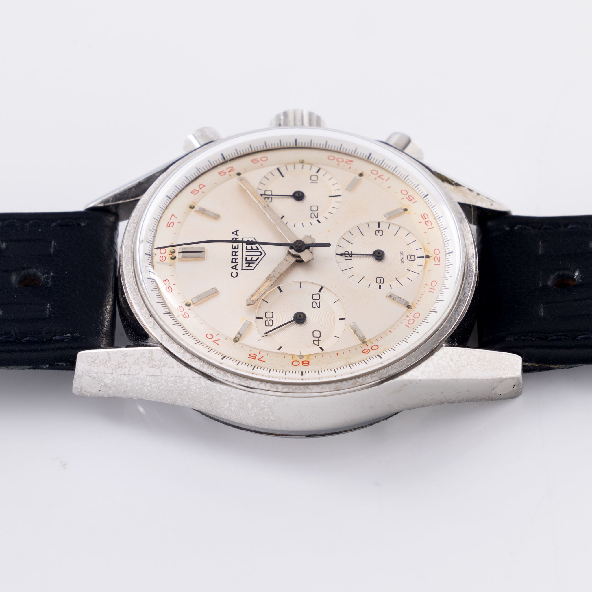 Heuer Carrera 12 Silver Dial "Red Tachy" Ref. 2447