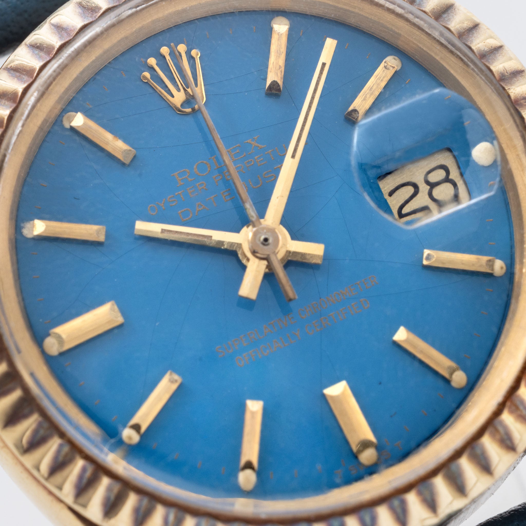 Rolex Datejust ref. 6917 Ladysize "Baby Blue Stella Dial" in 18K Yellow Gold