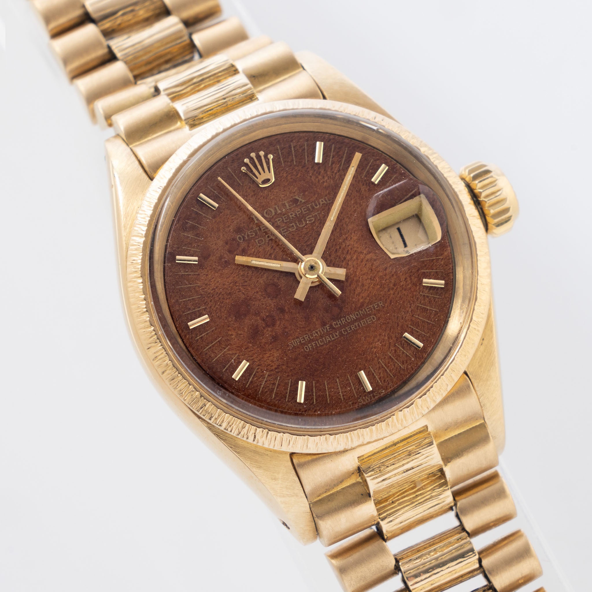 Rolex Ladies Datejust "Bark" Finish Wood Dial ref. 6527