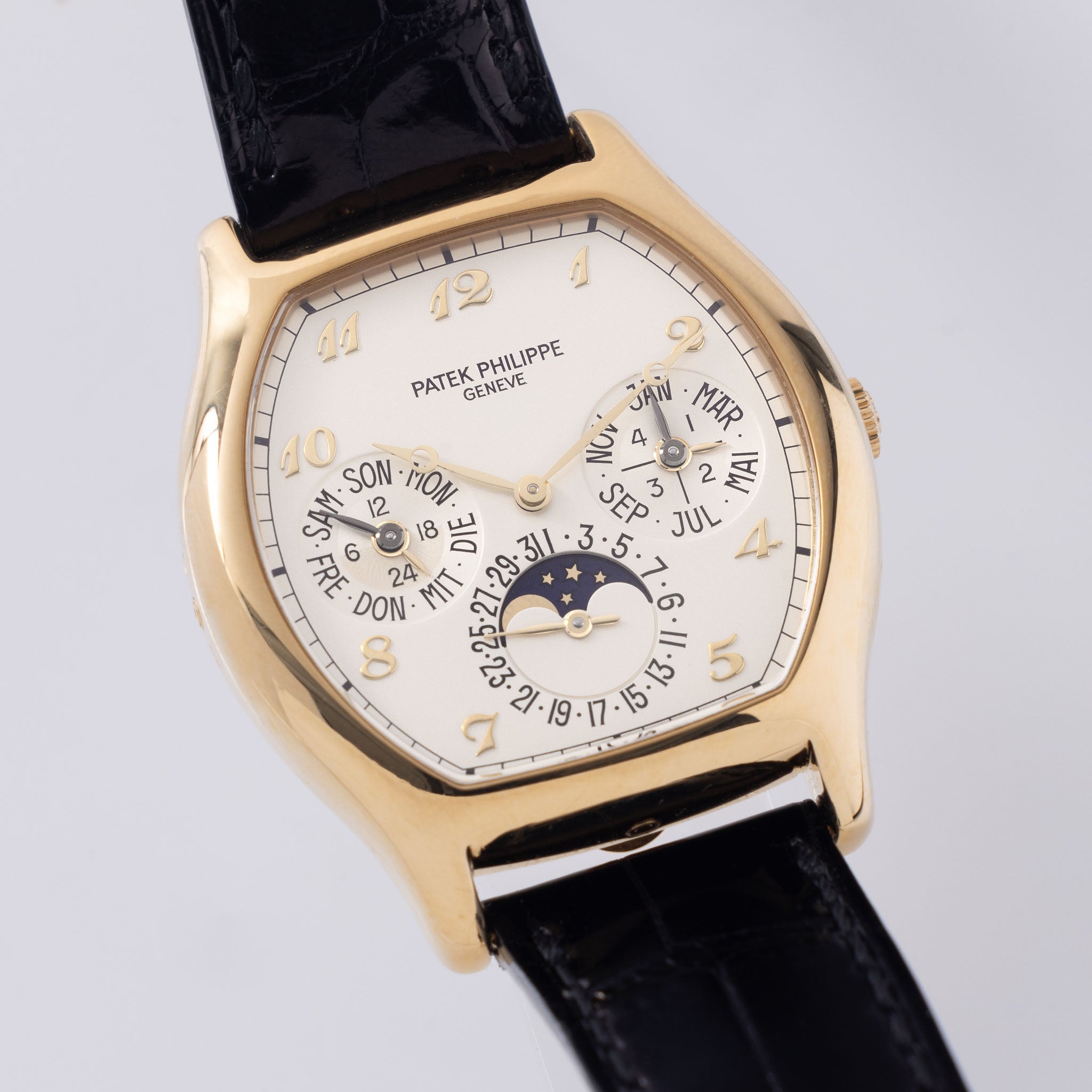 Patek Philippe Perpetual Calendar 5040J 18K Yellow Gold Tonneau Case with Box and Papers