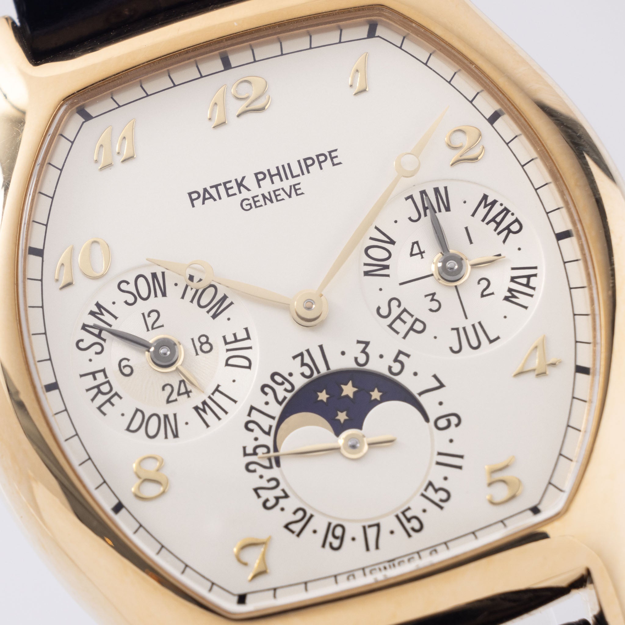 Patek Philippe Perpetual Calendar 5040J 18K Yellow Gold Tonneau Case with Box and Papers