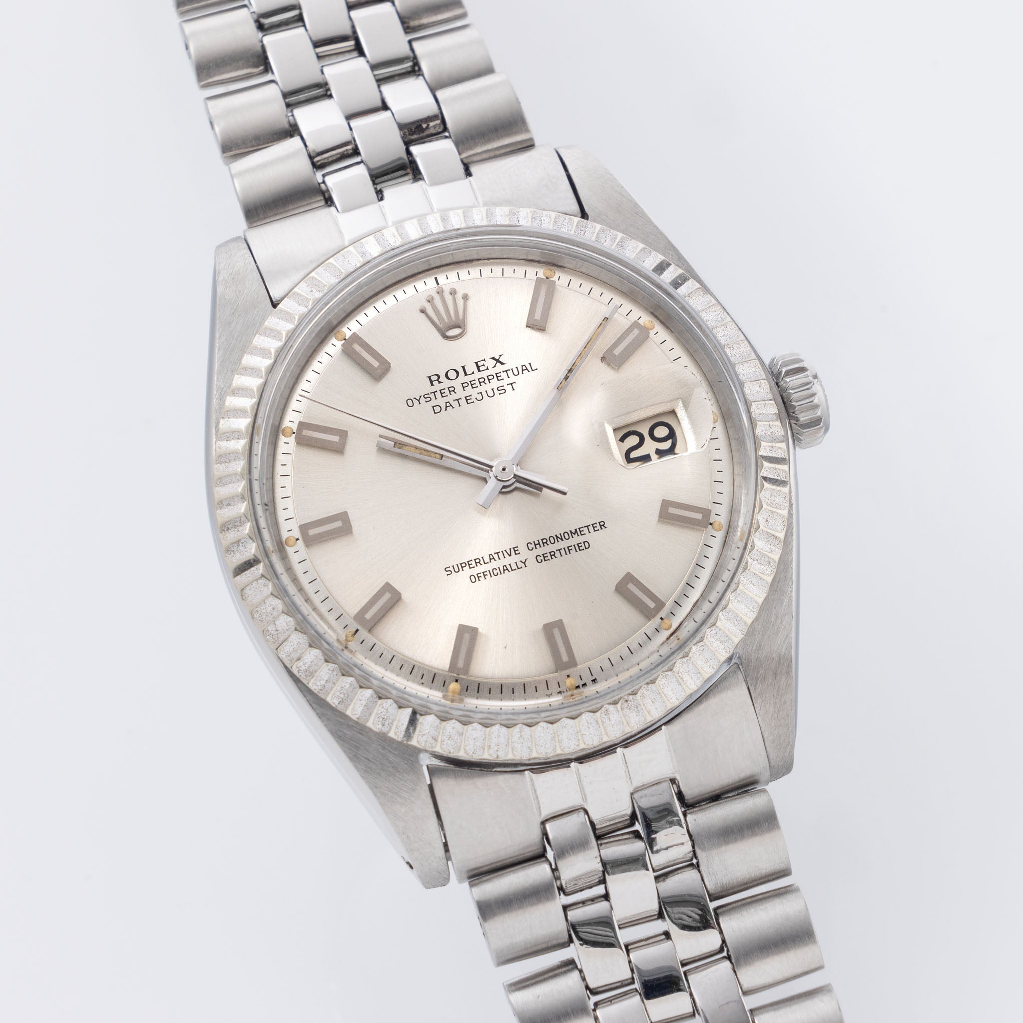 Rolex Datejust Silver "Singer " dial ref 1601