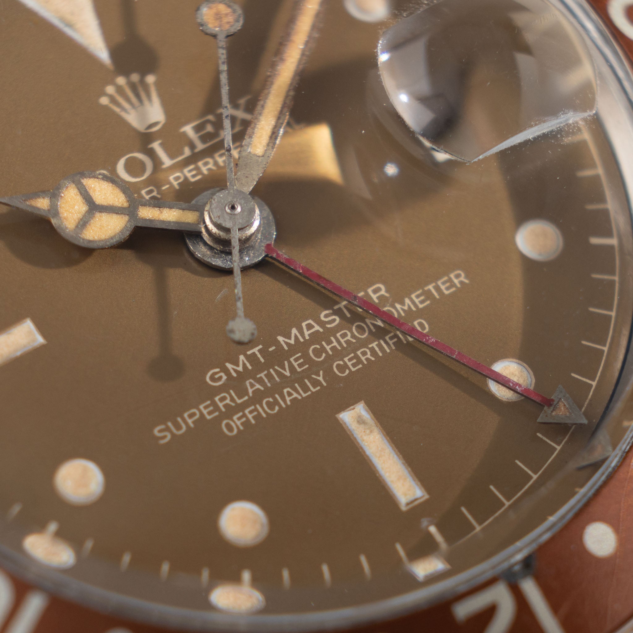 Rolex GMT-Master 1675 Caramel Tropical Gilt Chapter Ring Dial PCG Case