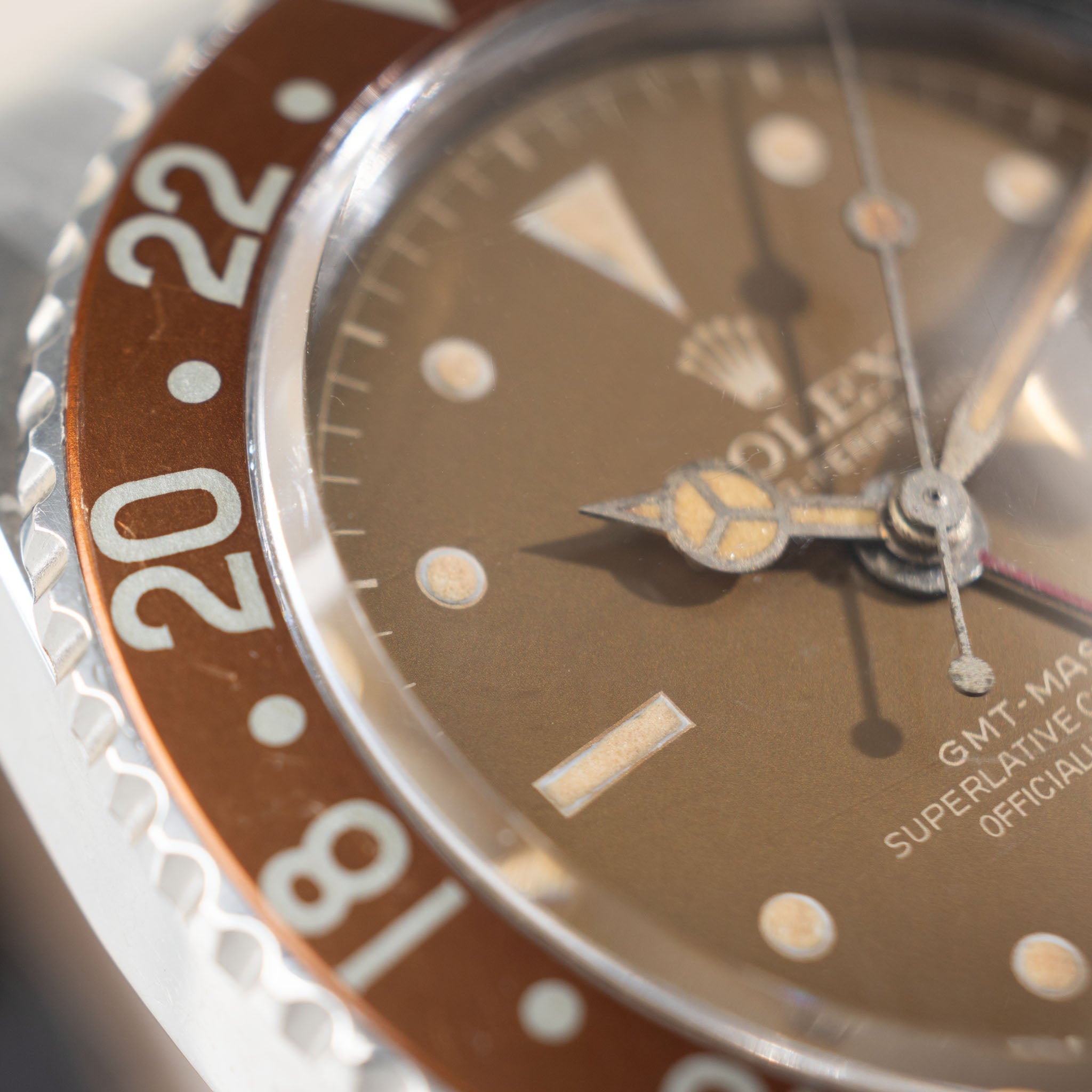 Rolex GMT-Master 1675 Caramel Tropical Gilt Chapter Ring Dial PCG Case