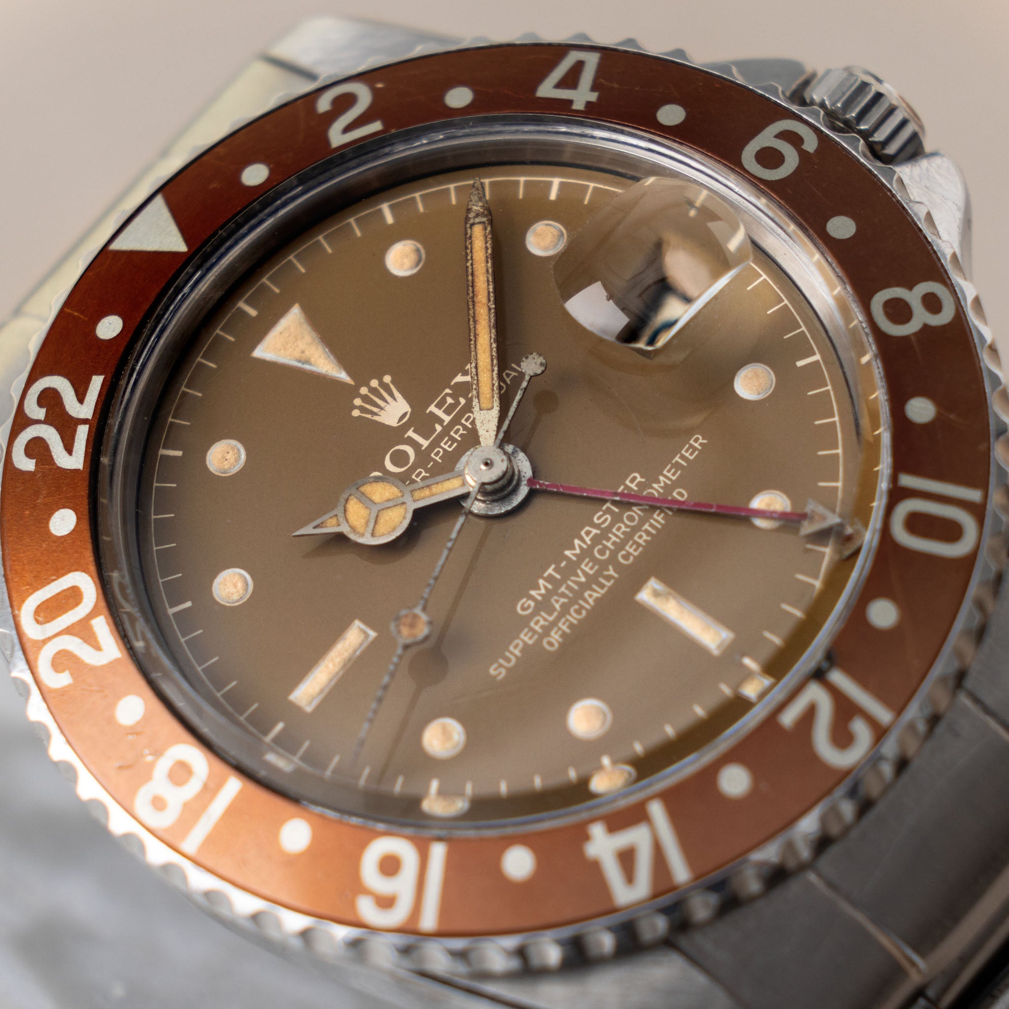 Rolex GMT-Master 1675 Caramel Tropical Gilt Chapter Ring Dial PCG Case