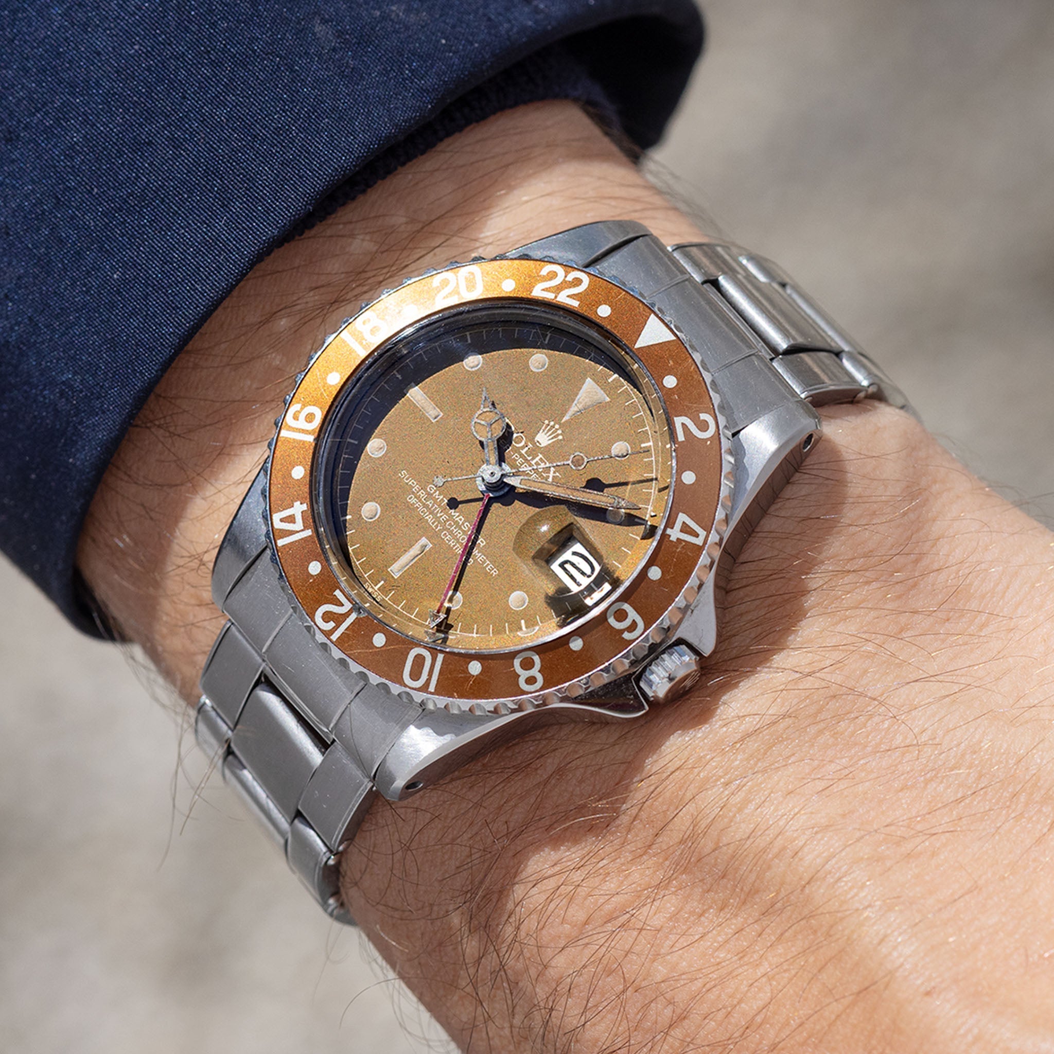 Rolex GMT-Master 1675 Caramel Tropical Gilt Chapter Ring Dial PCG Case