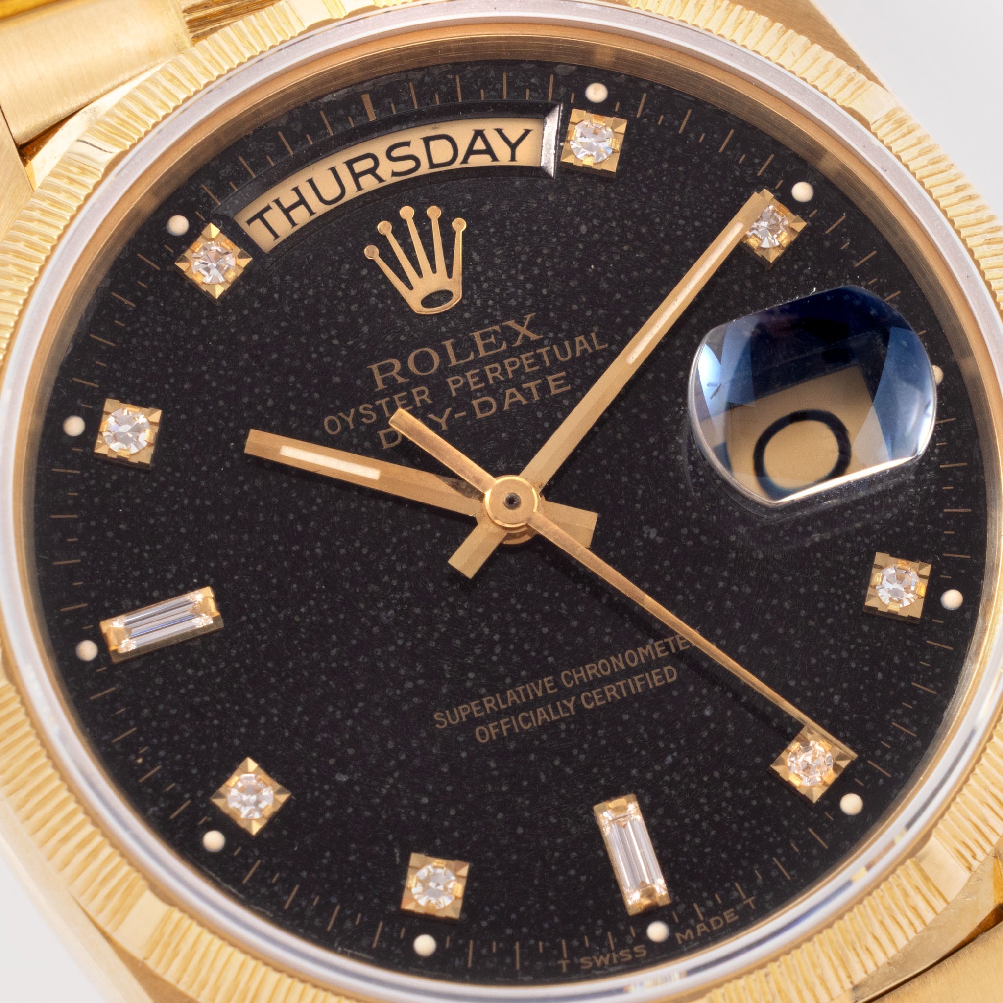 Rolex Day-Date Black Diamond "Stingray Patina" Dial Bark Finish Box and Paper Set Ref. 18078