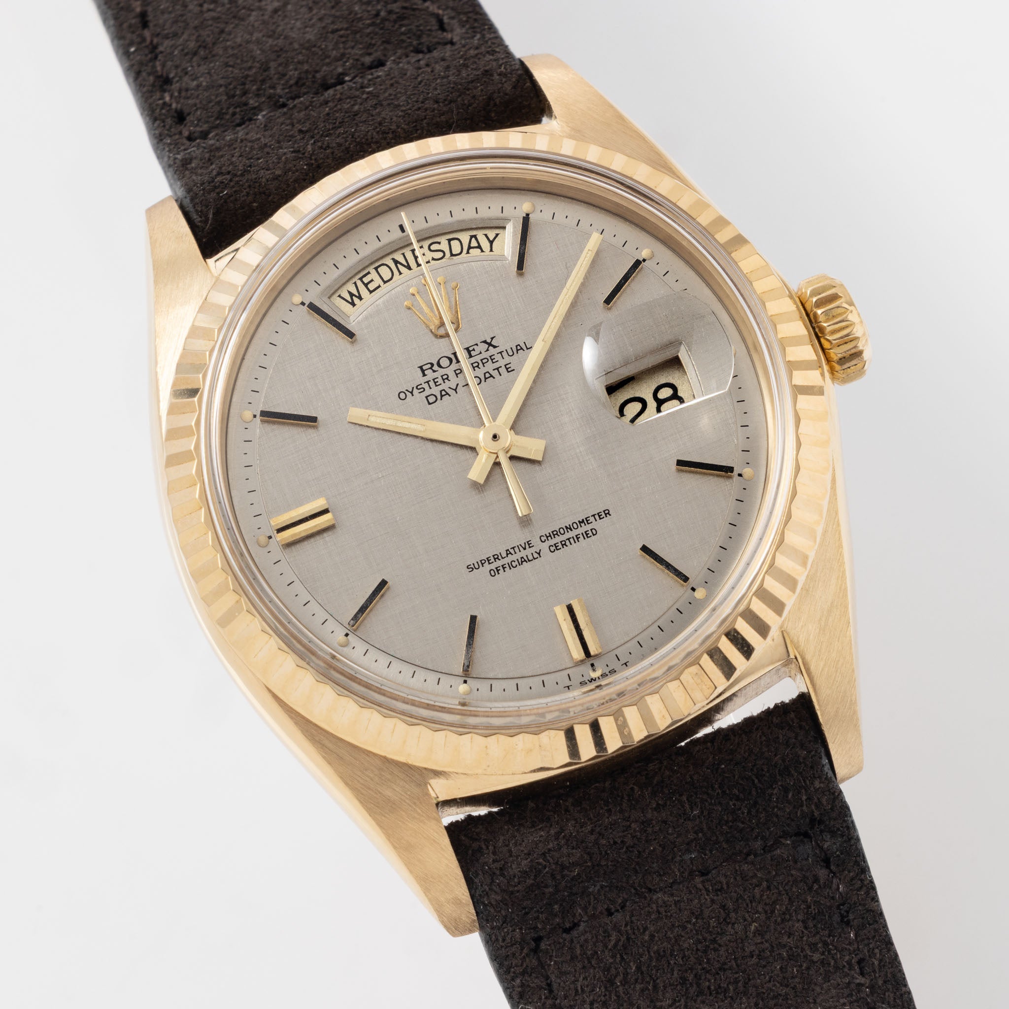 Rolex Day-Date 1803 Warm Grey Linen Dial in 18k Yellow Gold