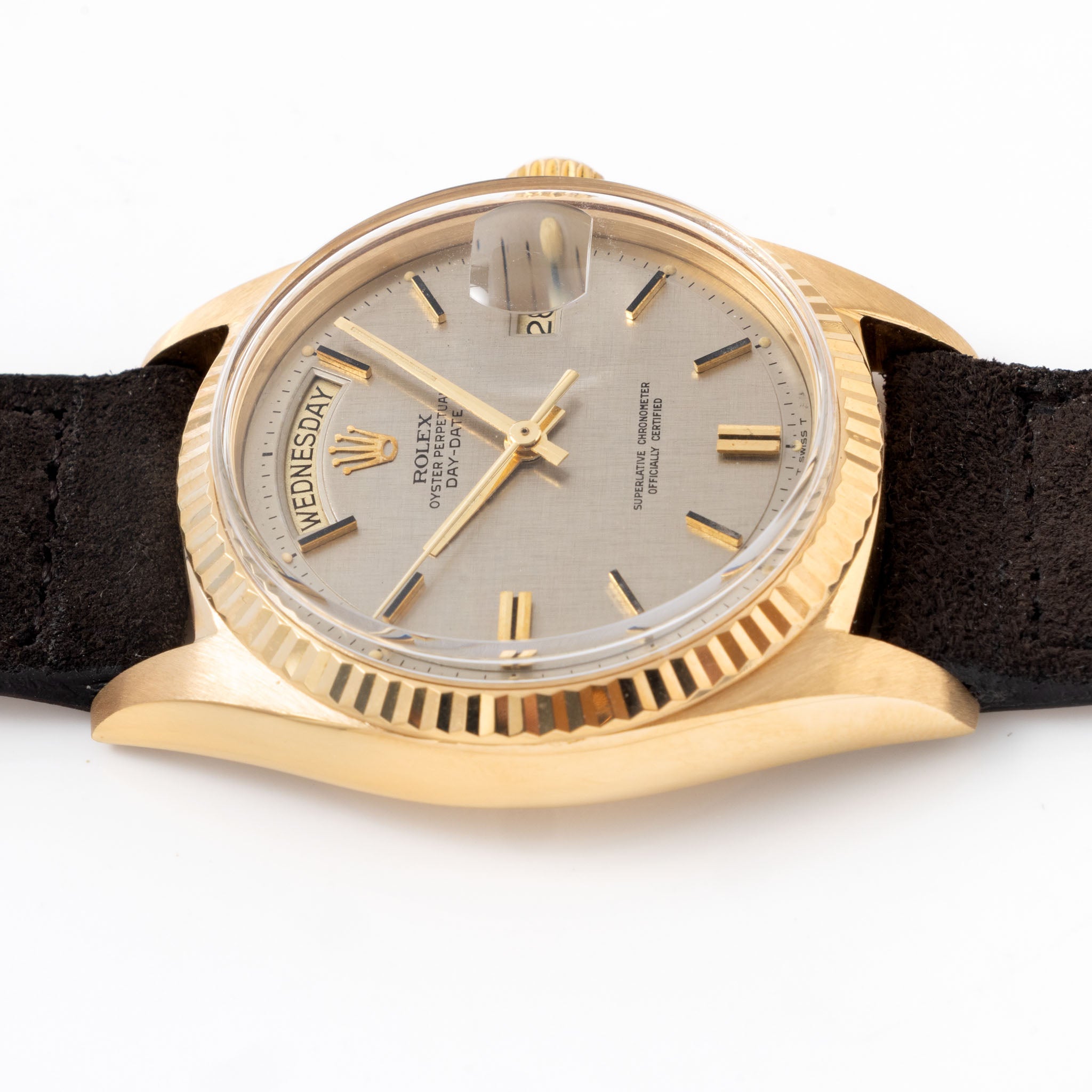 Rolex Day-Date 1803 Warm Grey Linen Dial in 18k Yellow Gold