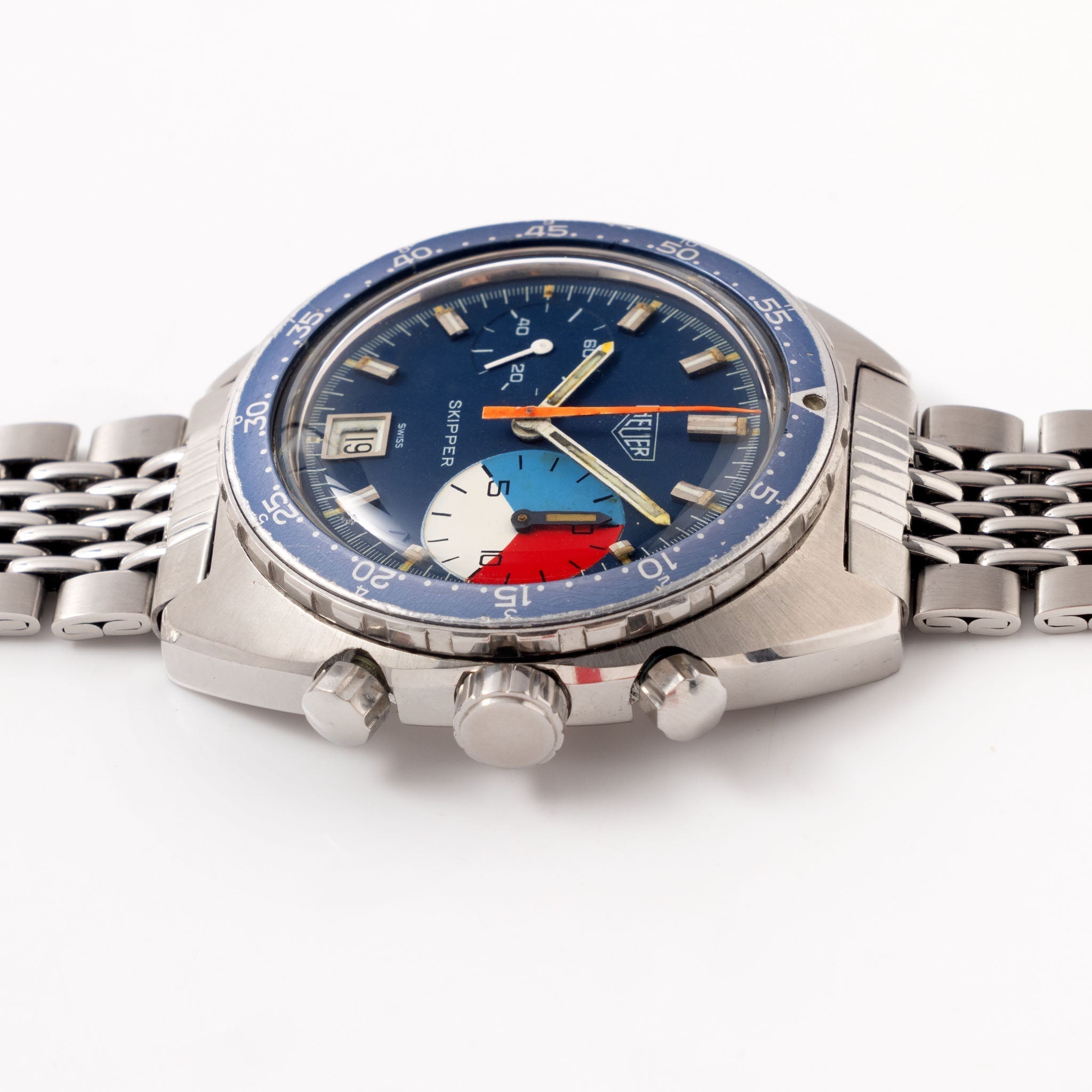Heuer Skipper Yacht Regatta Timer Blue dial ref. 73463 with rare Gay Frères bracelet
