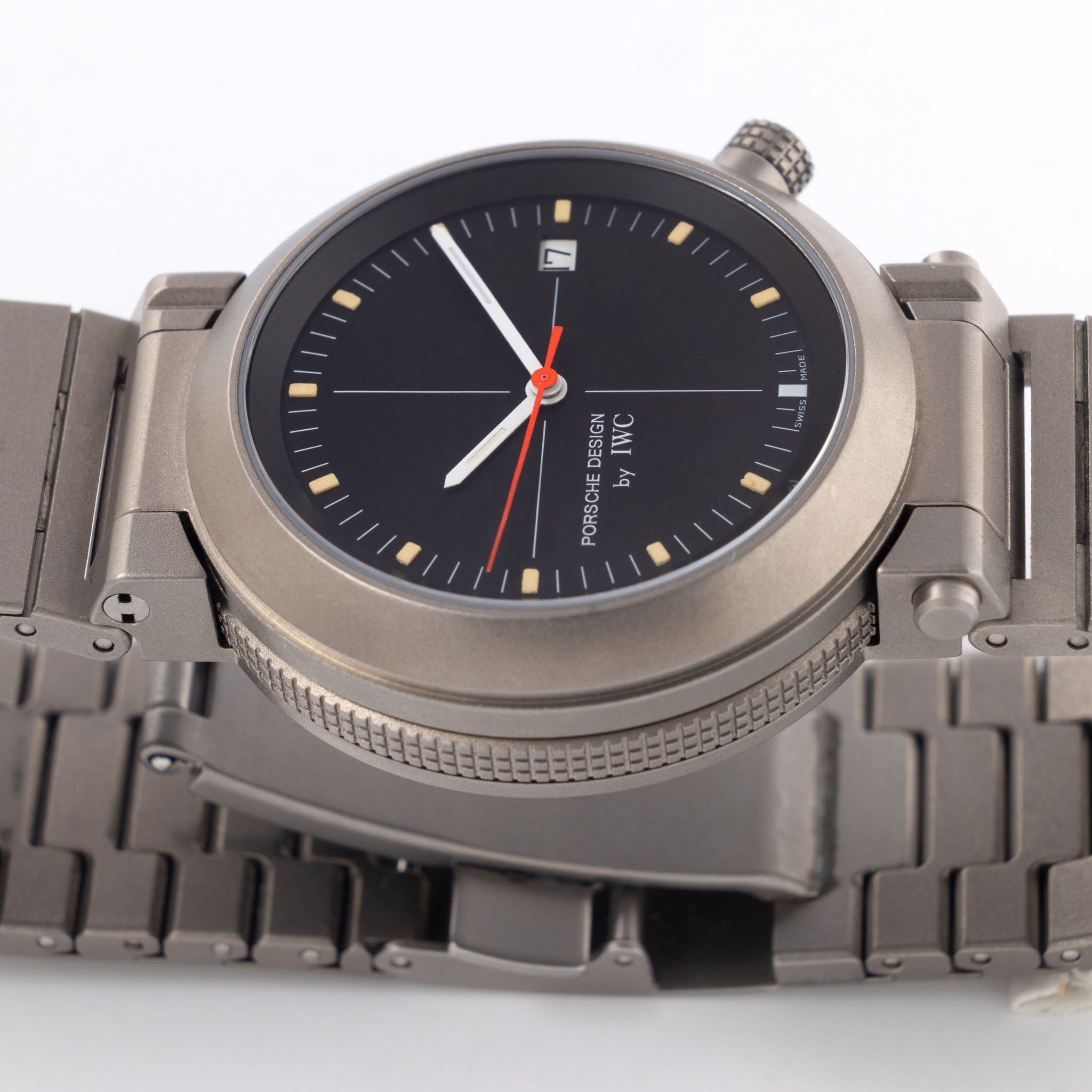 IWC/Porsche design compass watch in titanium ref 3511 with Certificate of Authenticity  paper and IWC service invoice