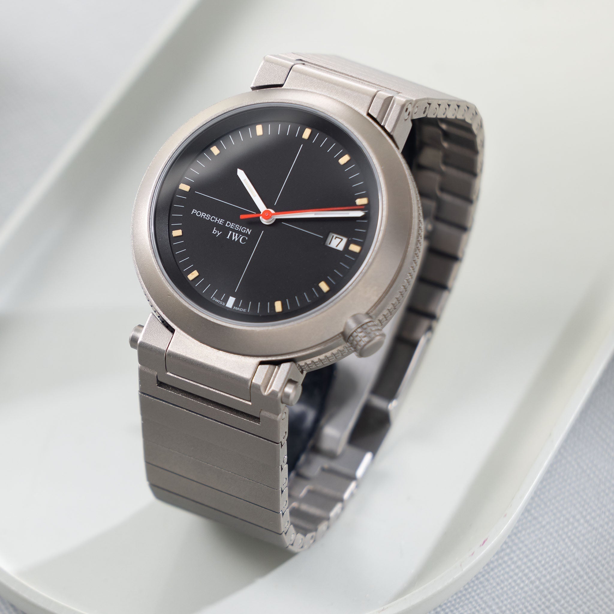 IWC/Porsche design compass watch in titanium ref 3511 with Certificate of Authenticity  paper and IWC service invoice