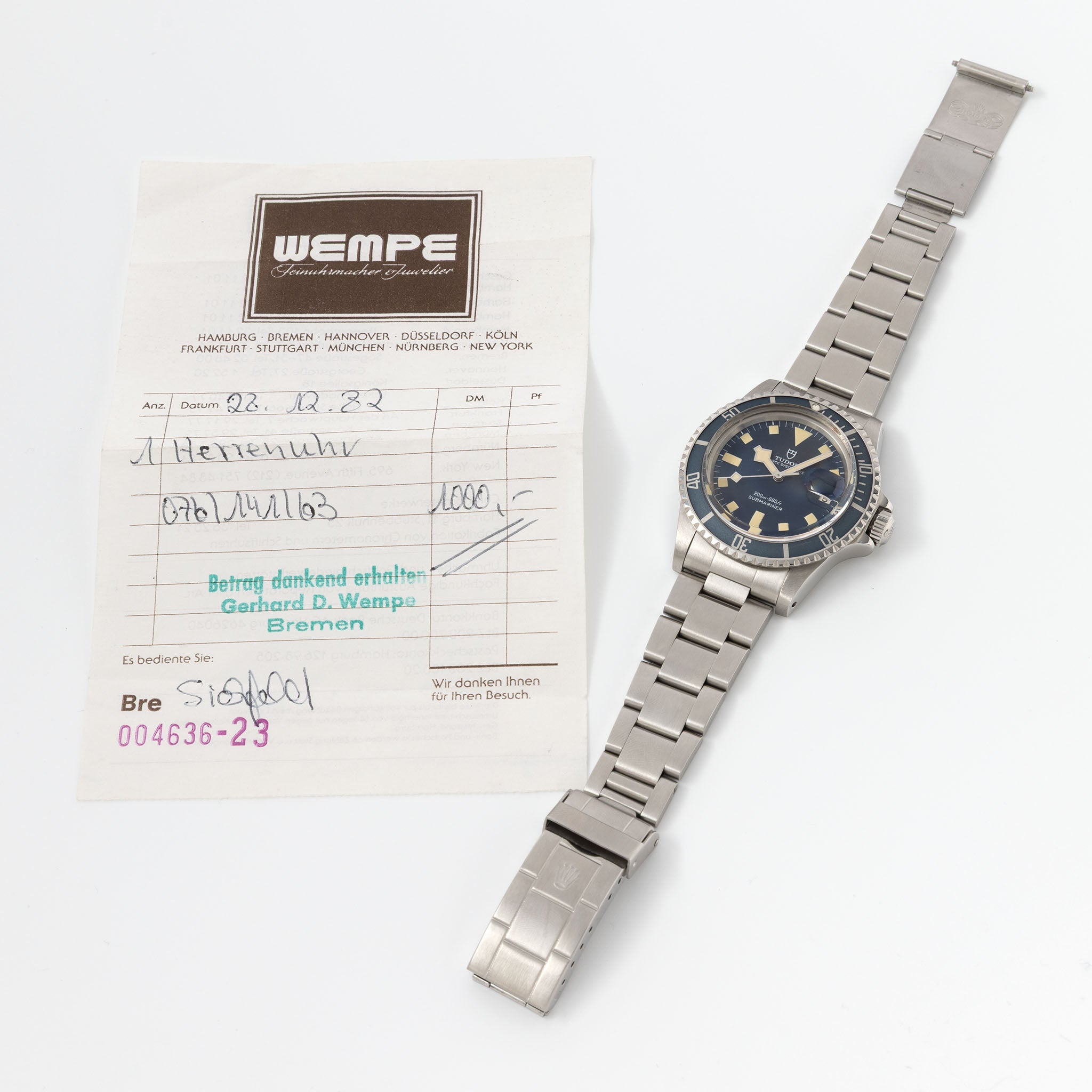 Tudor Submariner Blue Snowflake Dial ref. 9411/ 0 with Faded Inlay