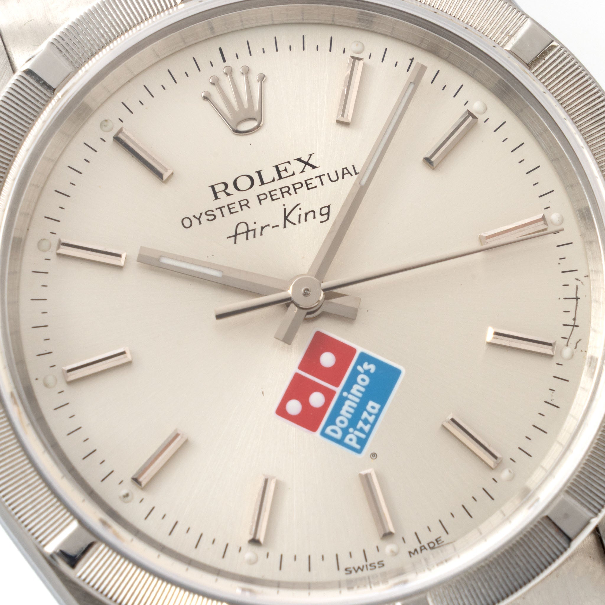 Rolex Oyster Perpetual Air-king Silver Domino’s Logo dial ref 14010