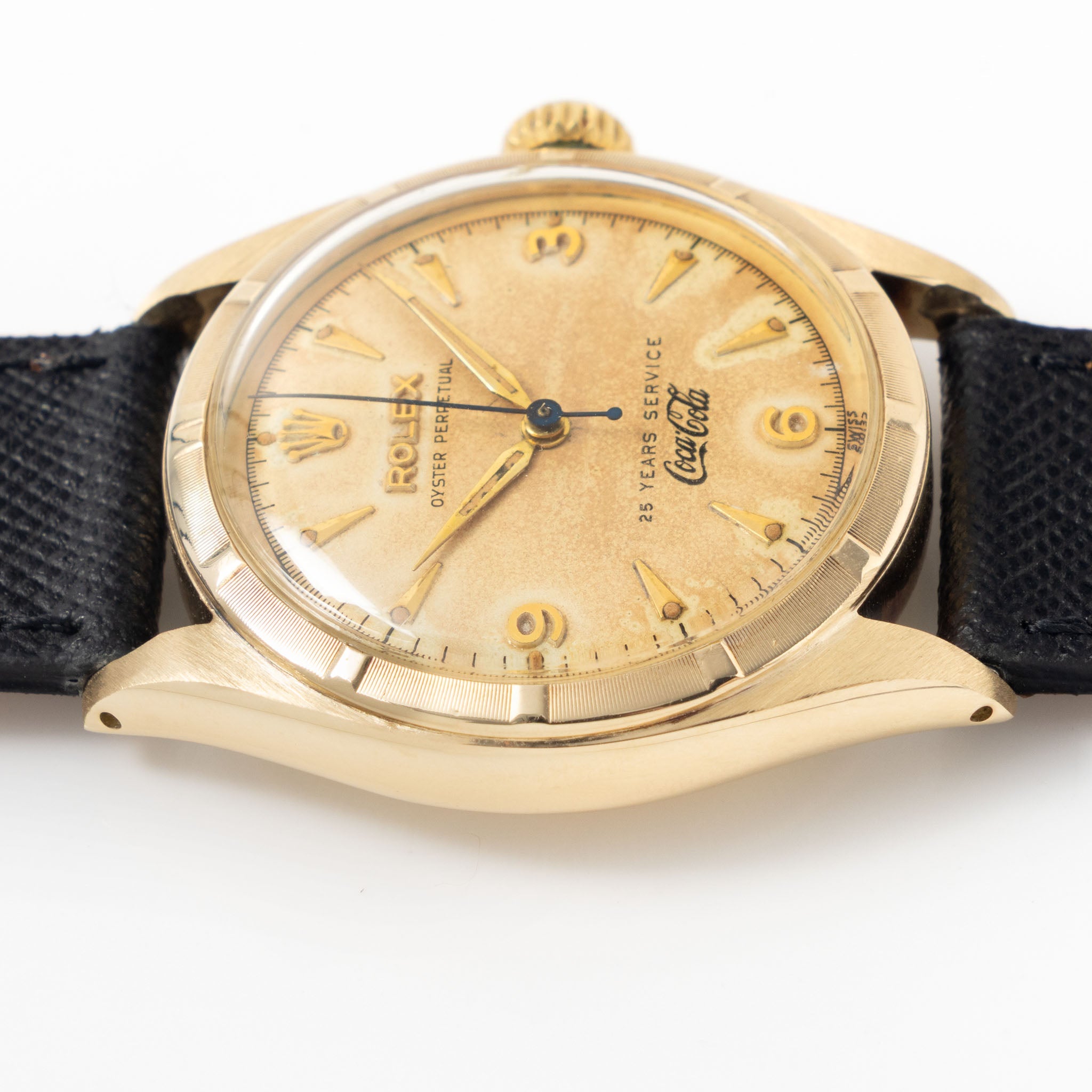 Rolex Oyster Perpetual "25 Year Coca Cola  Service”  Ref 6085 in 14 k Yellow Gold
