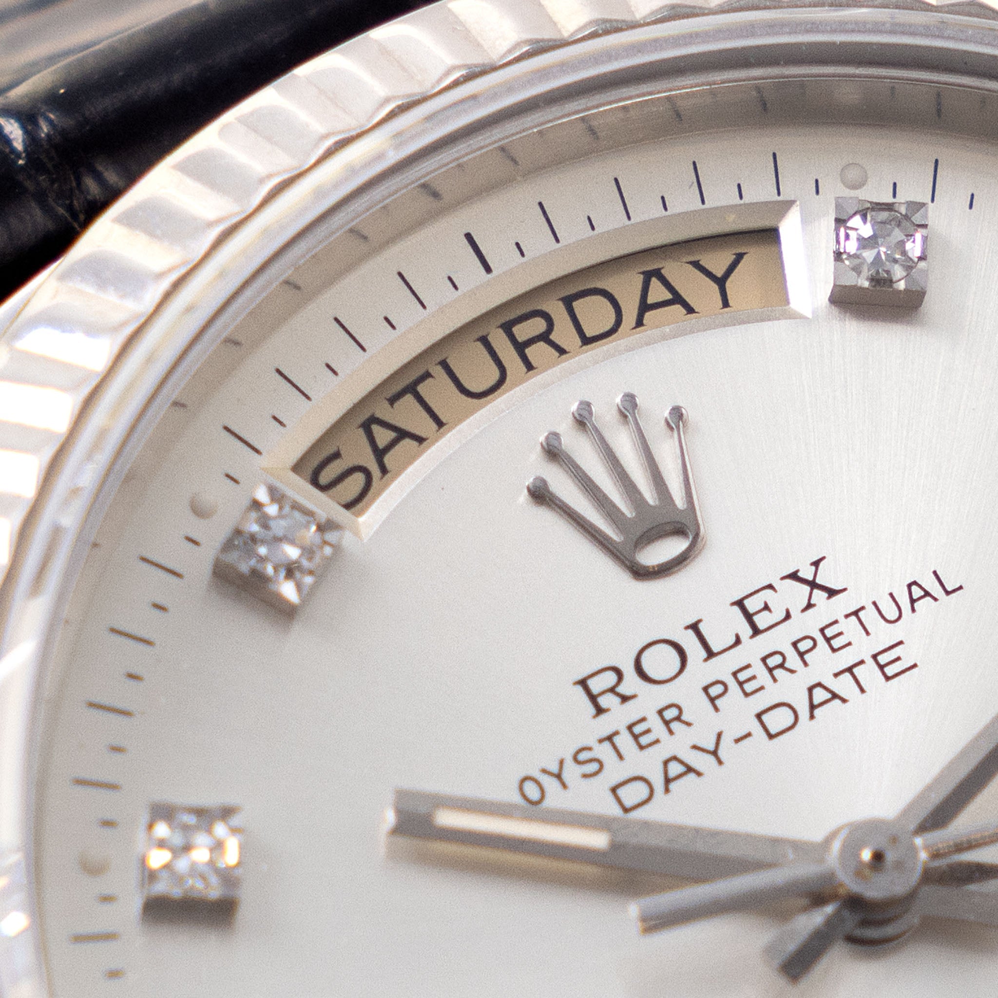 Rolex Day-Date 18039 Silver Diamond Dial in 18k White Gold