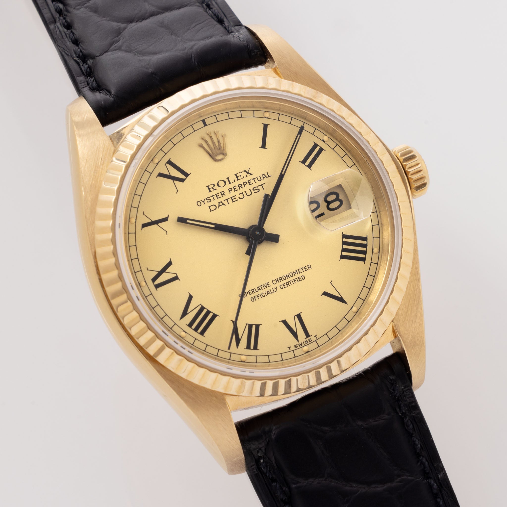 Rolex Datejust 16018 Lemon Buckley Dial with Box and Papers in 18k Yellow Gold