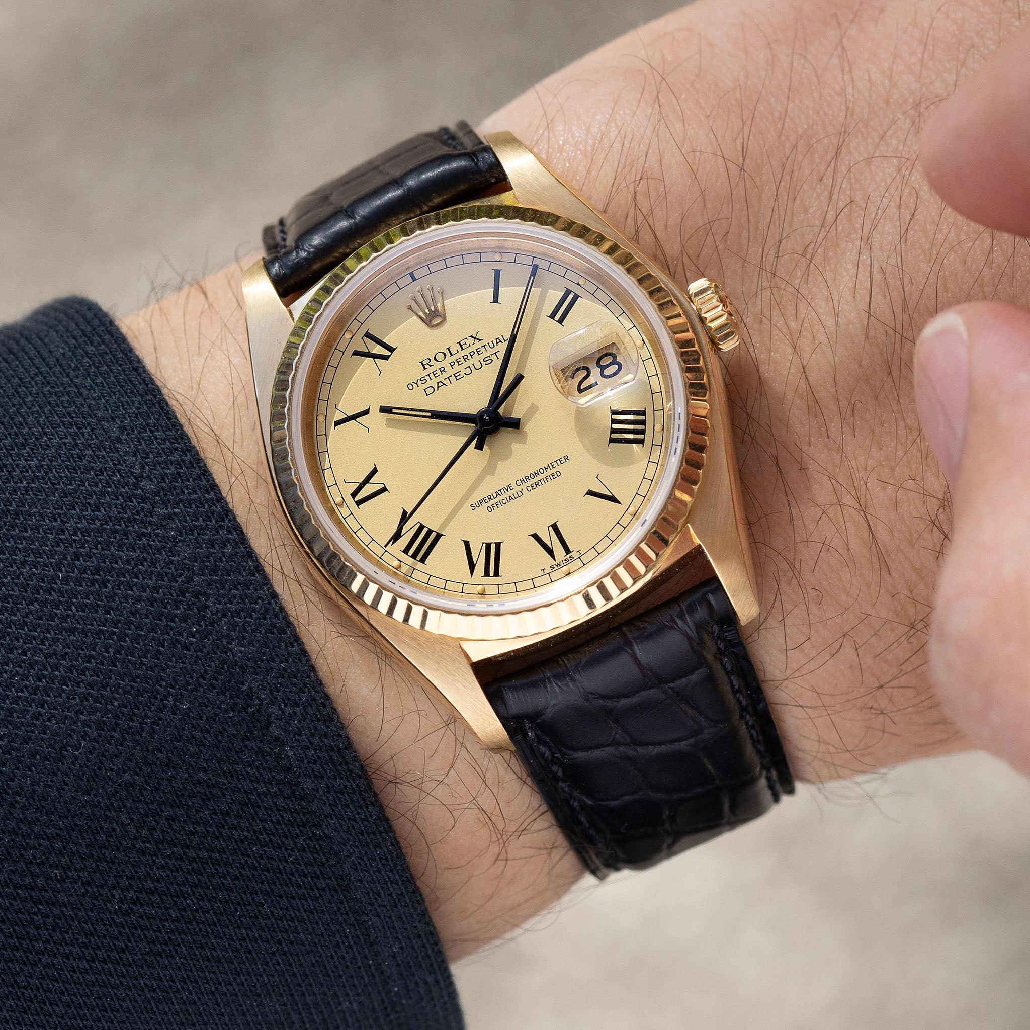 Rolex Datejust 16018 Lemon Buckley Dial with Box and Papers in 18k Yellow Gold