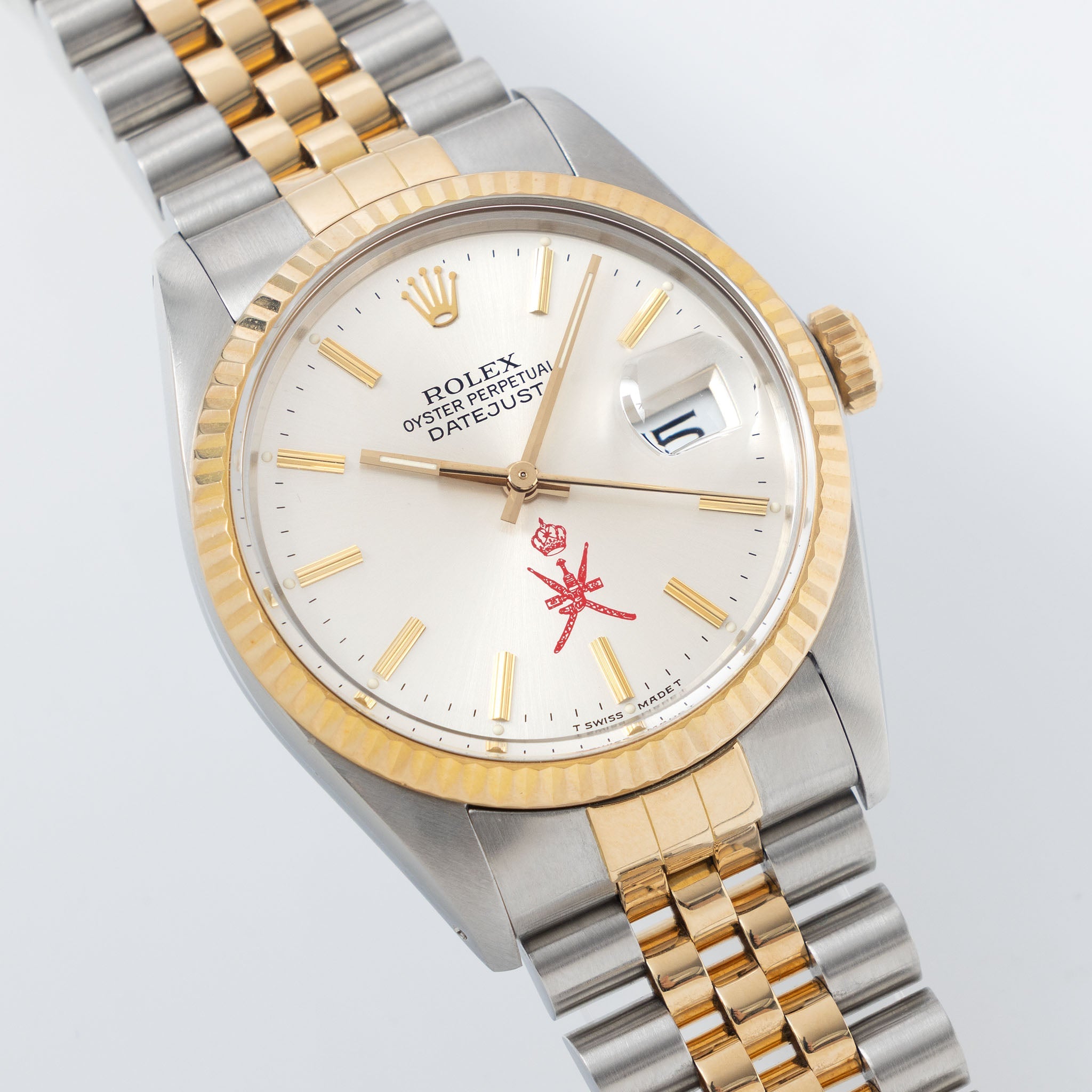 Rolex Datejust 16013 Silver Khanjar Dial Steel and Gold with Original Box and Service Card